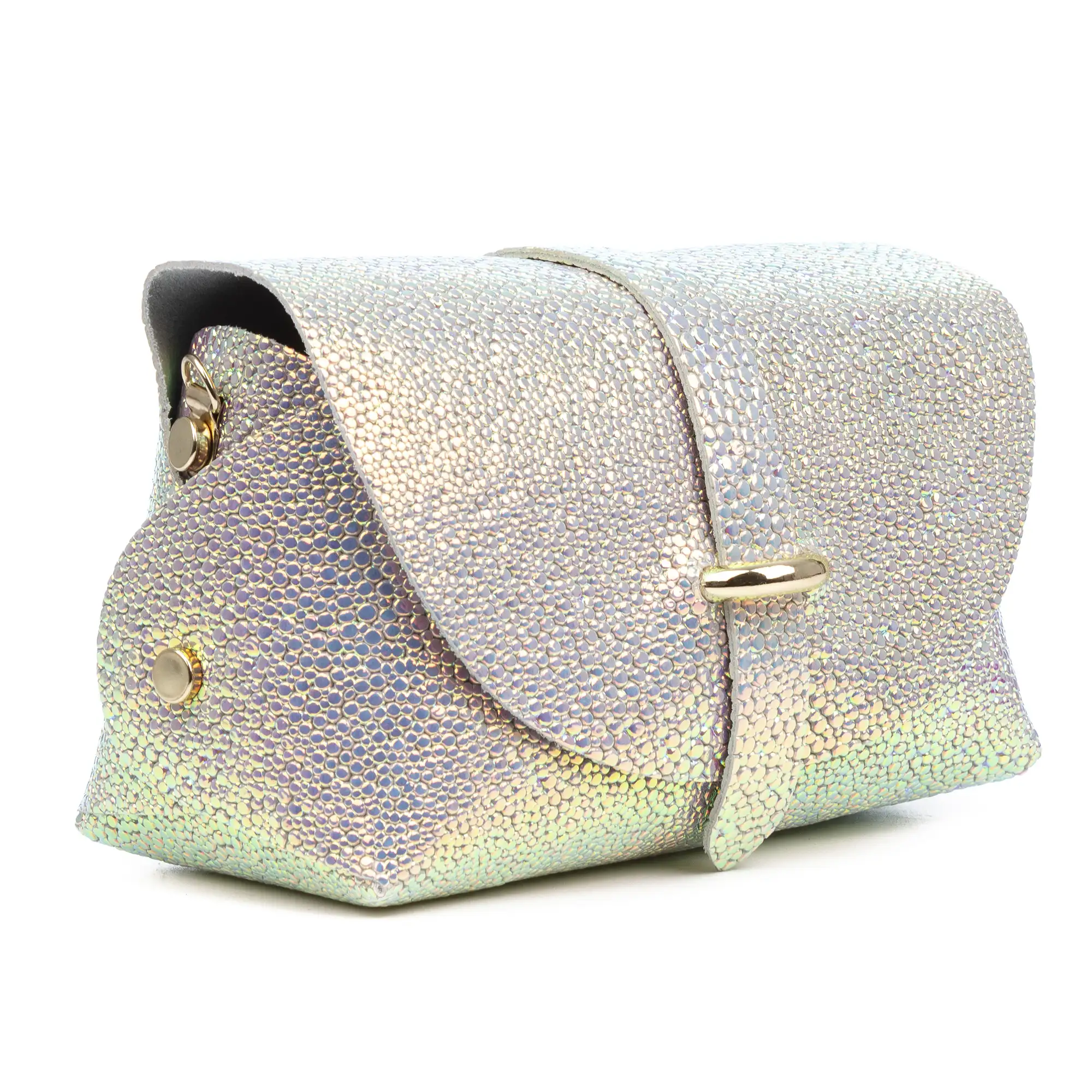 Aurora Bolso bandolera Mujer. Piel auténtica Gamuza acabado iridiscente.