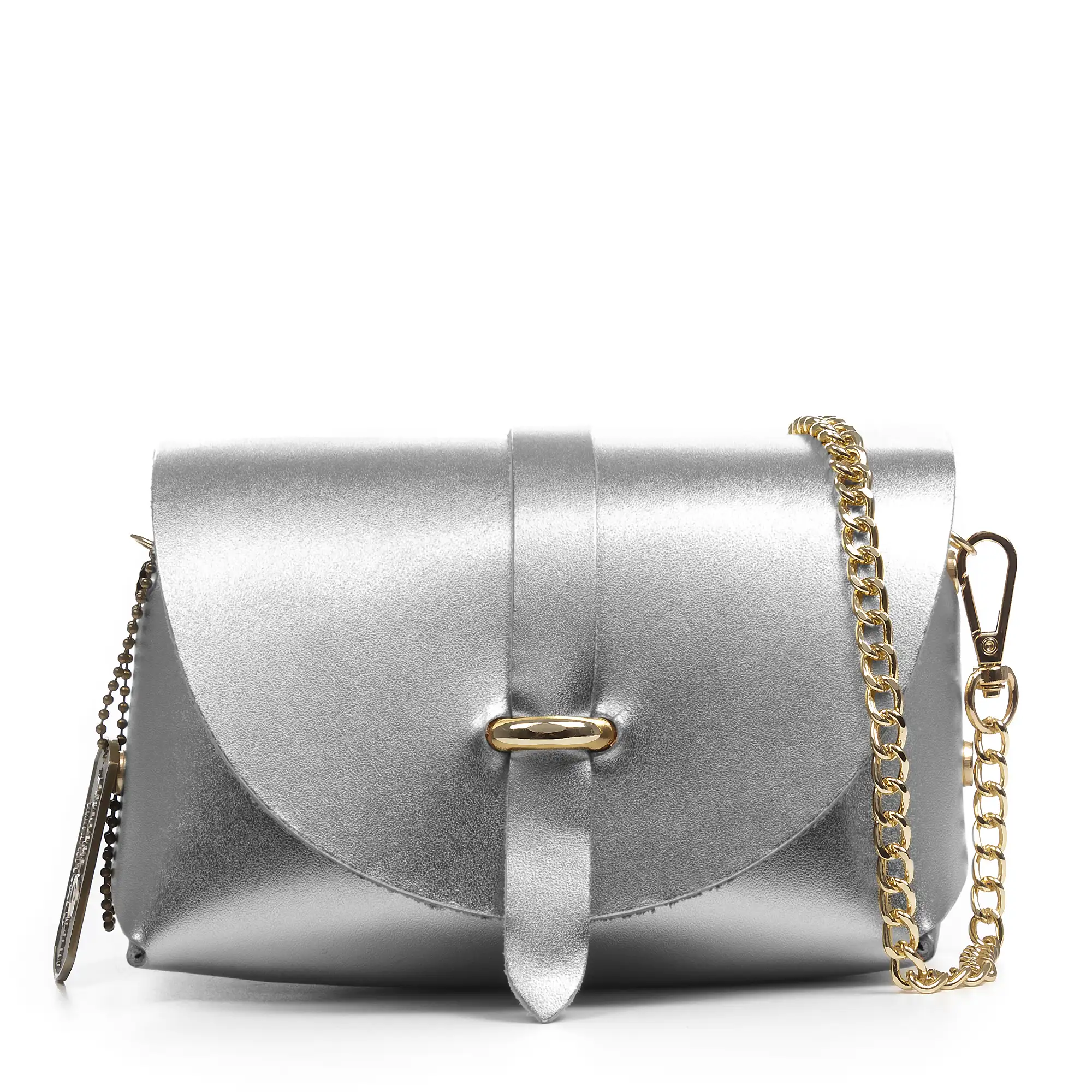 Aurora Bolso bandolera Mujer. Piel auténtica Gamuza lacado brillante.