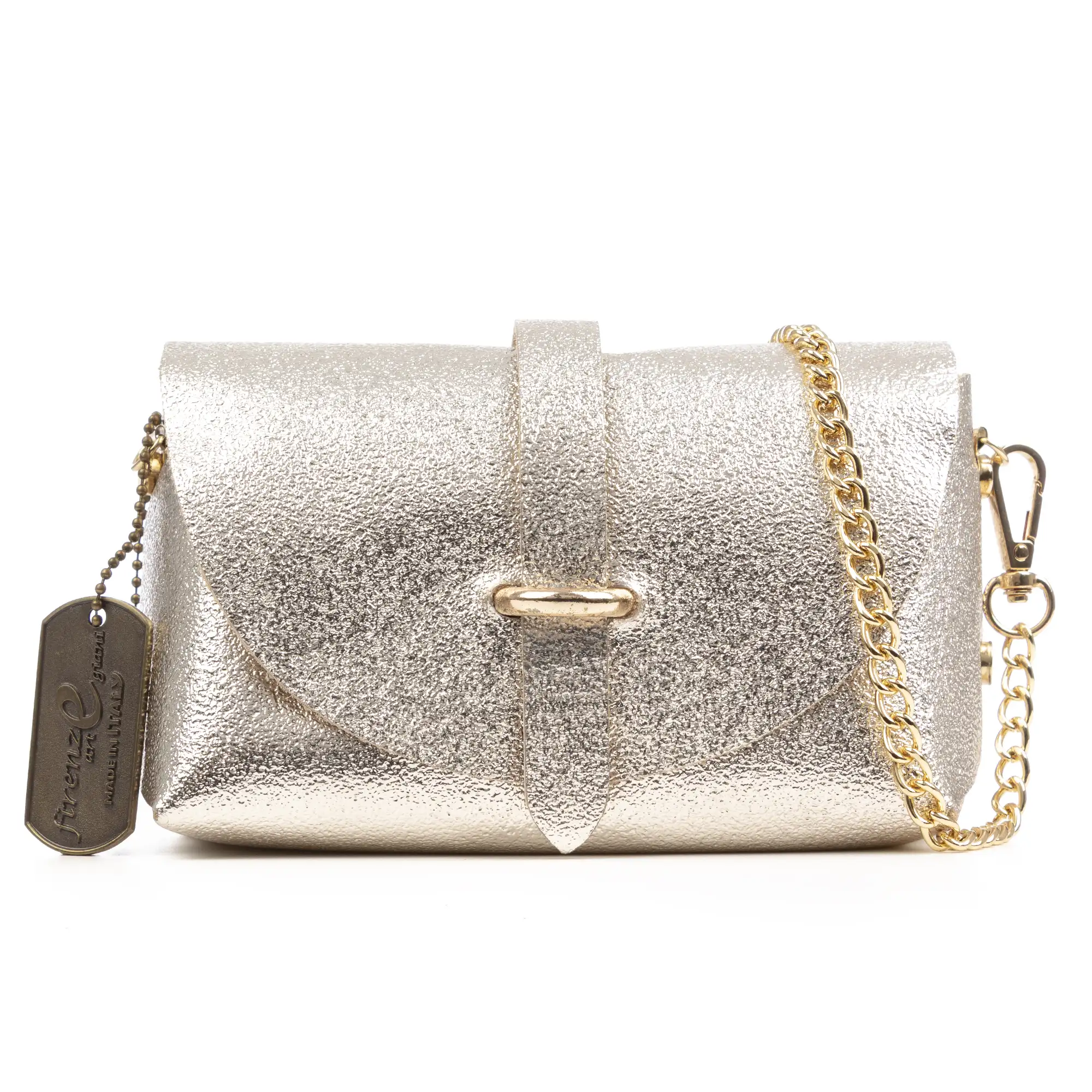 Aurora Bolso bandolera Mujer. Piel auténtica Gamuza lacado texturizado brillante.