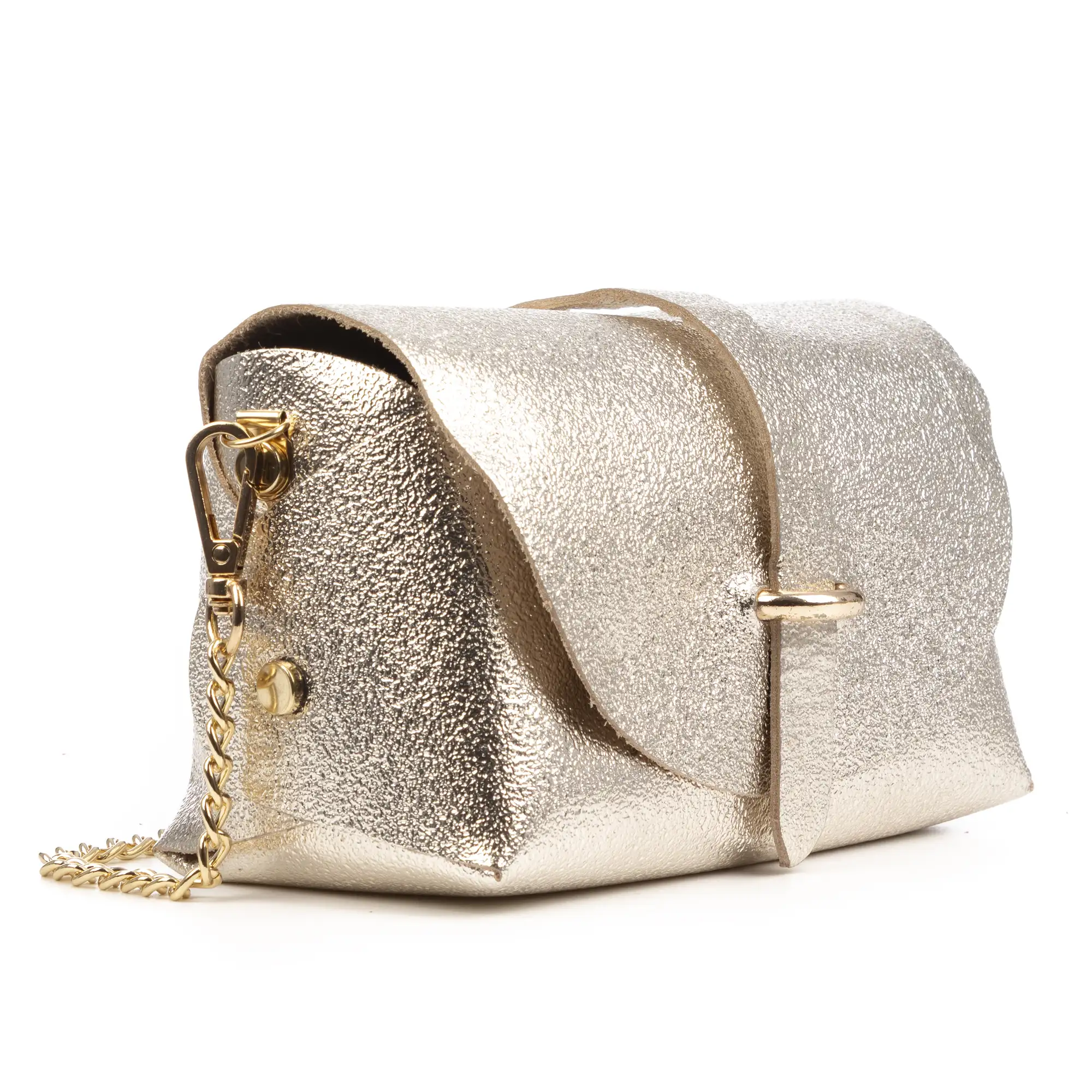 Aurora Bolso bandolera Mujer. Piel auténtica Gamuza lacado texturizado brillante.