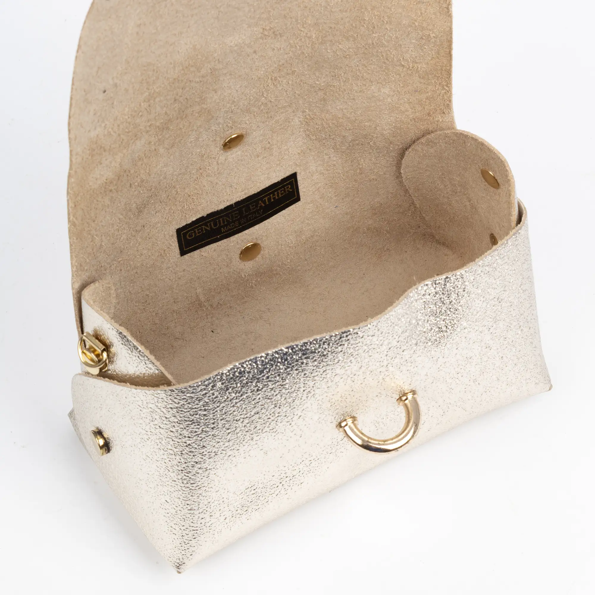 Aurora Bolso bandolera Mujer. Piel auténtica Gamuza lacado texturizado brillante.