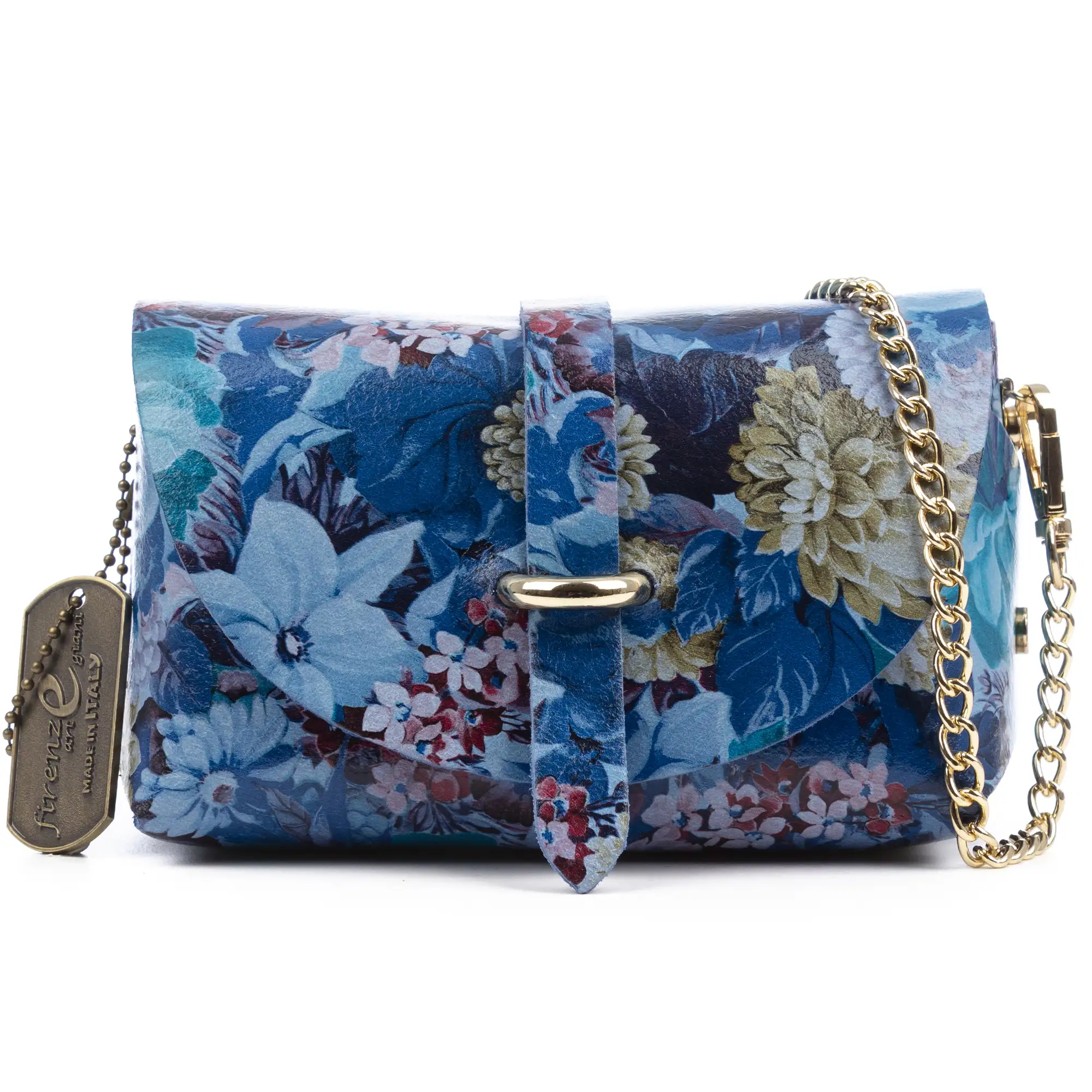 Aurora Bolso bandolera Mujer. Piel auténtica Ruga estampada con flores.