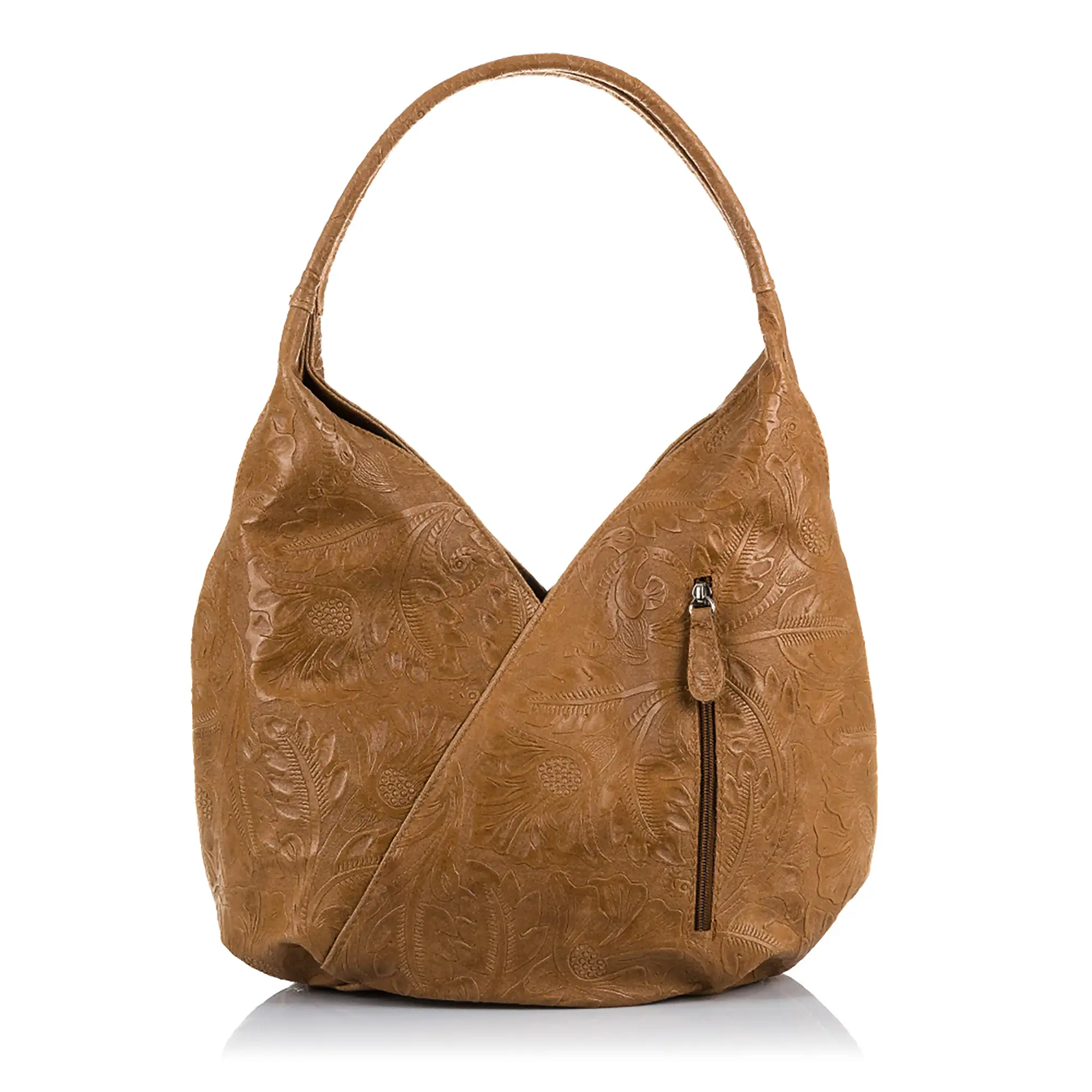 Jesi Bolso de hombro Mujer.Piel auténtica Gamuza Grabado Arabesco 