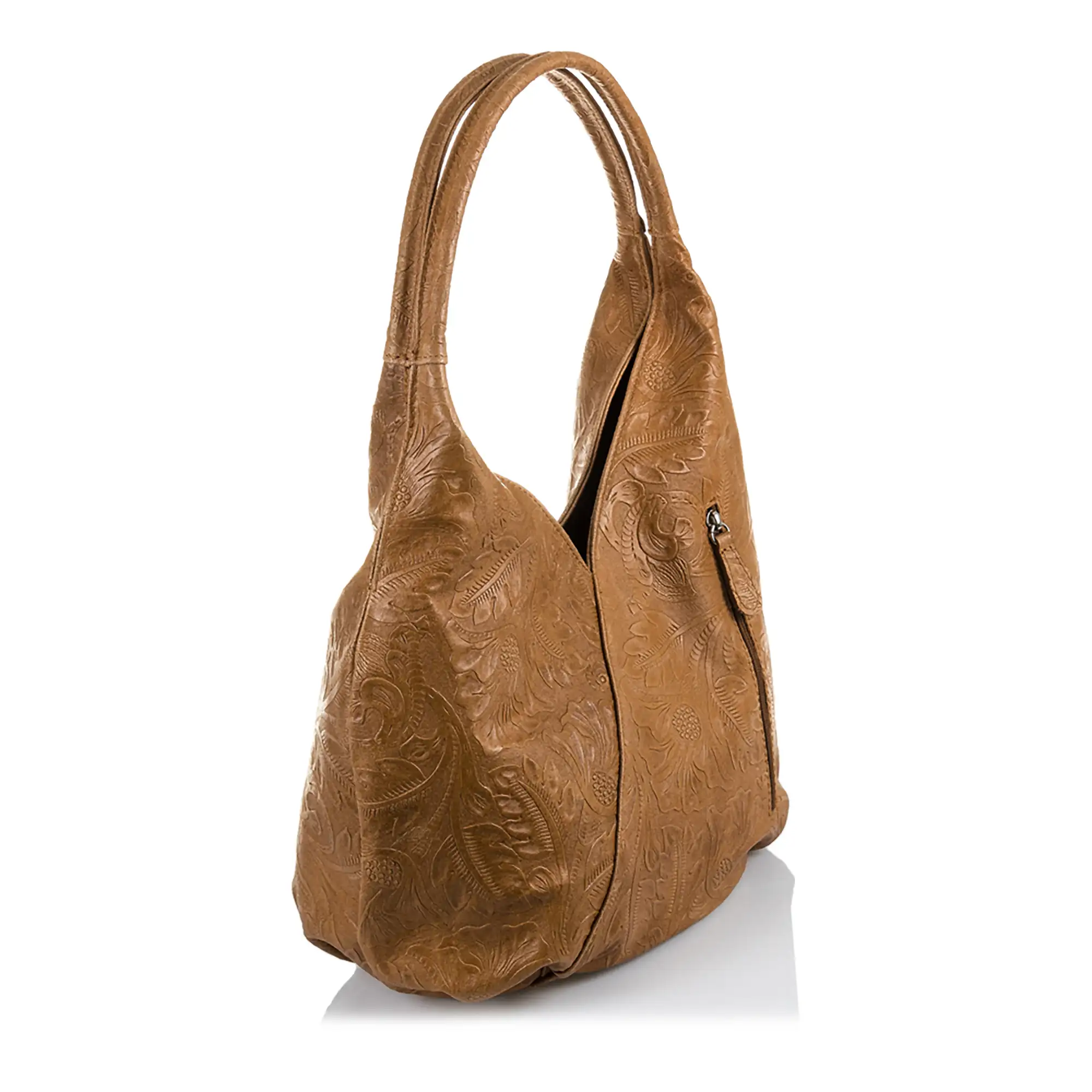 Jesi Bolso de hombro Mujer.Piel auténtica Gamuza Grabado Arabesco 