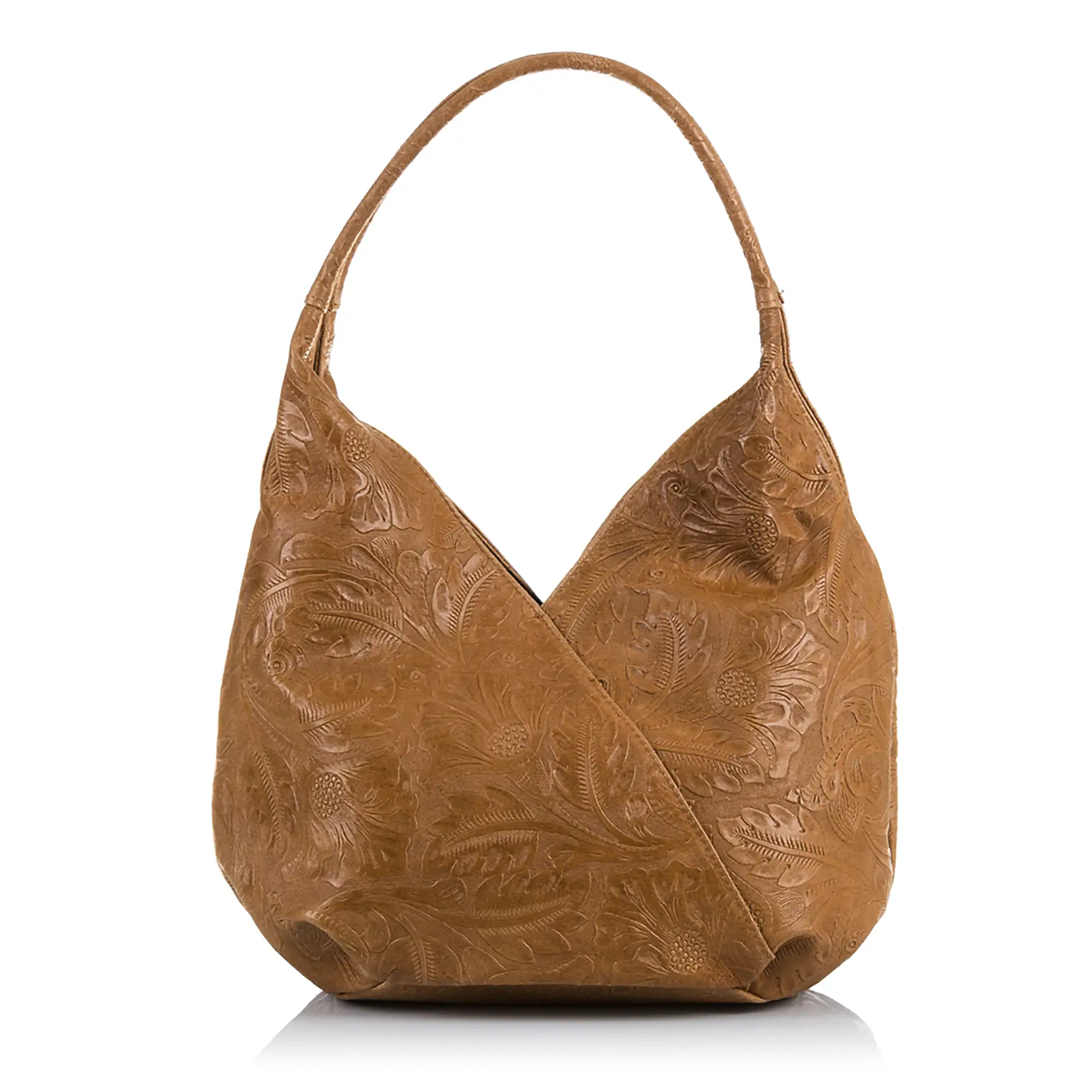Jesi Bolso de hombro Mujer.Piel auténtica Gamuza Grabado Arabesco 