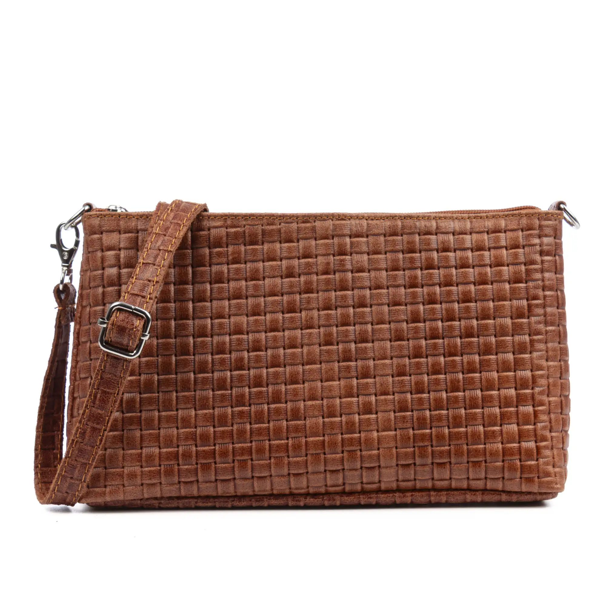 Zia Bolso bandolera Mujer. Piel auténtica Gamuza Grabado Geométrico.