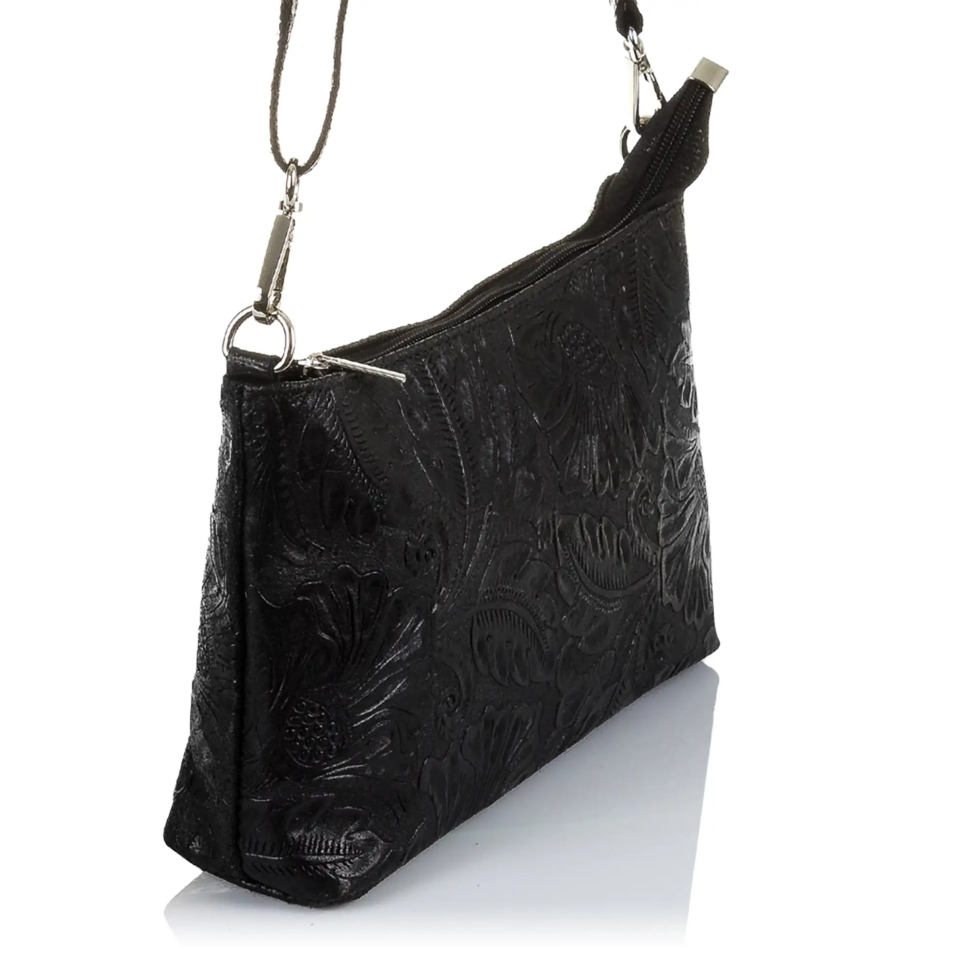 Martia Bolso bandolera Mujer.Piel auténtica Gamuza Grabado Arabesco 