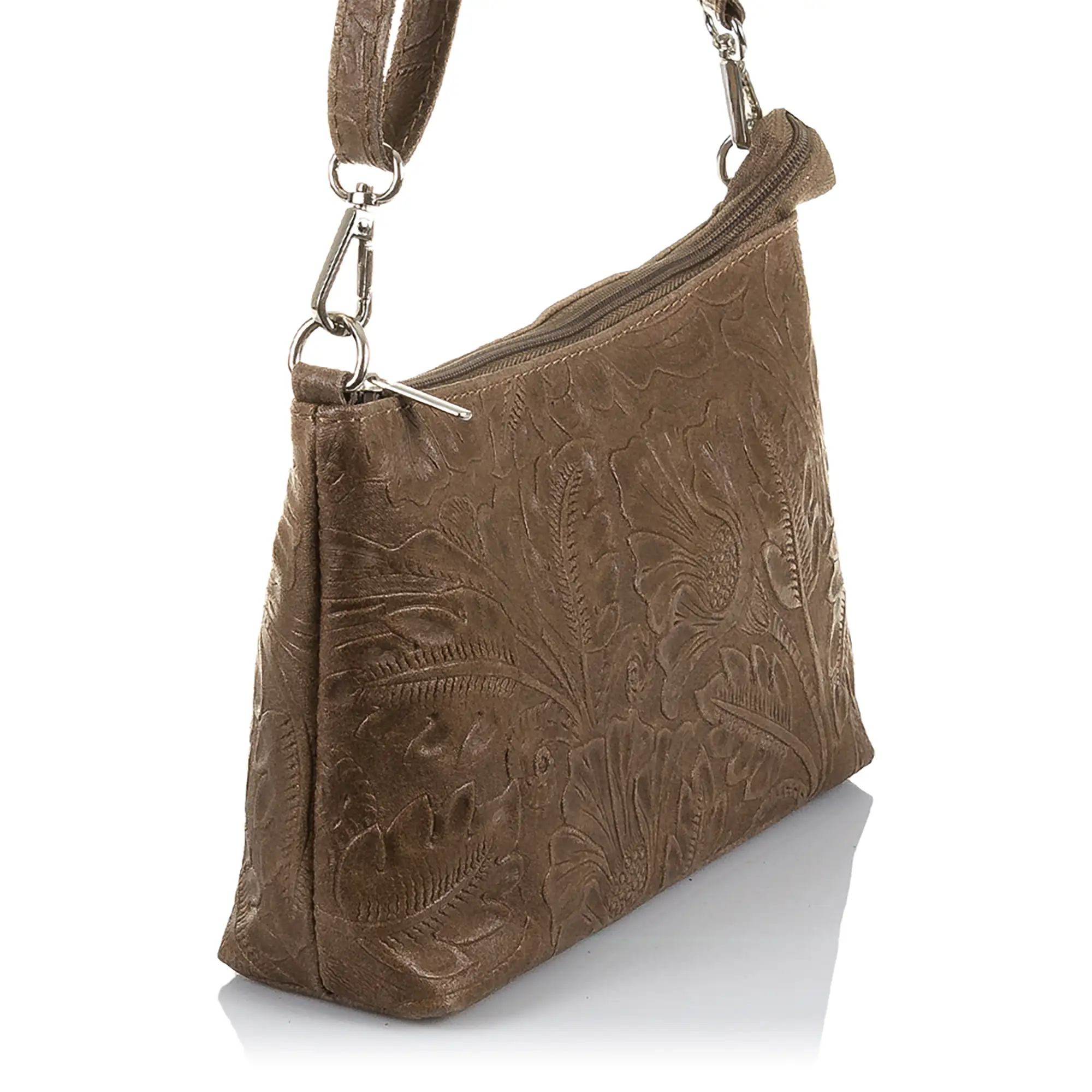 Martia Bolso bandolera Mujer.Piel auténtica Gamuza Grabado Arabesco 