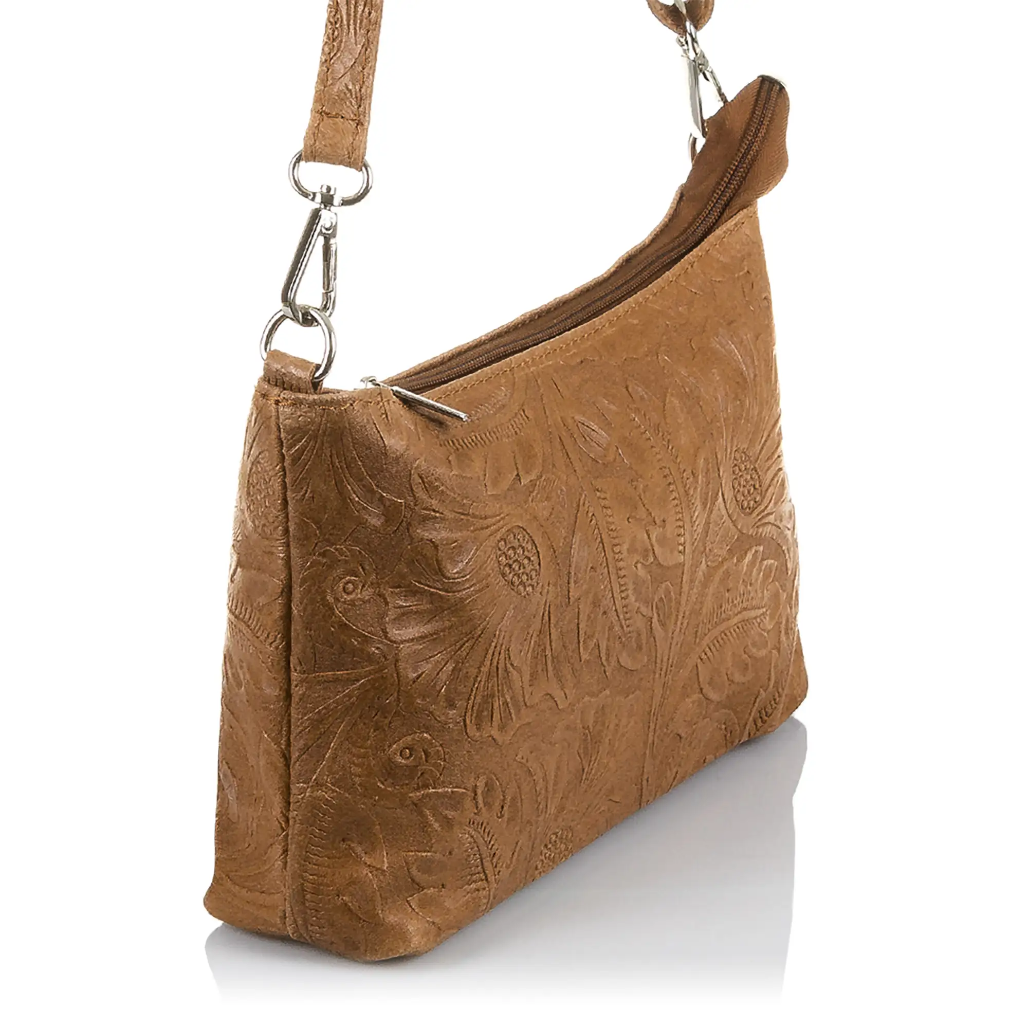 Martia Bolso bandolera Mujer.Piel auténtica Gamuza Grabado Arabesco 