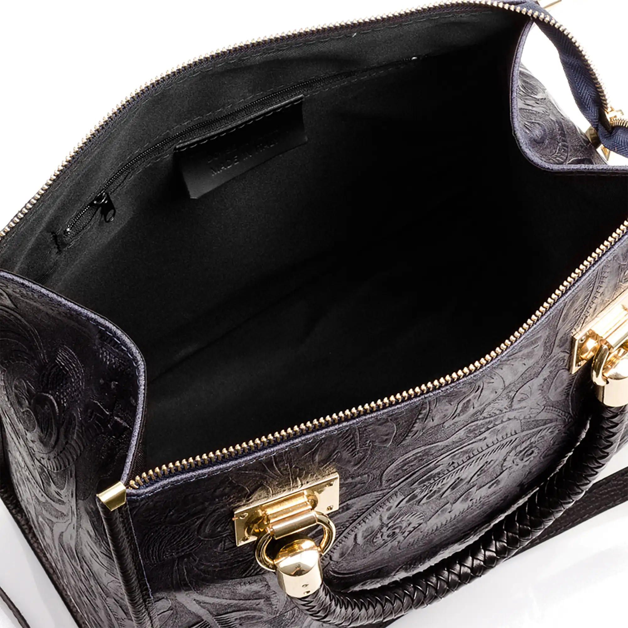 Catena Bolso tote Mujer.Piel auténtica Gamuza Grabado Arabesco 
