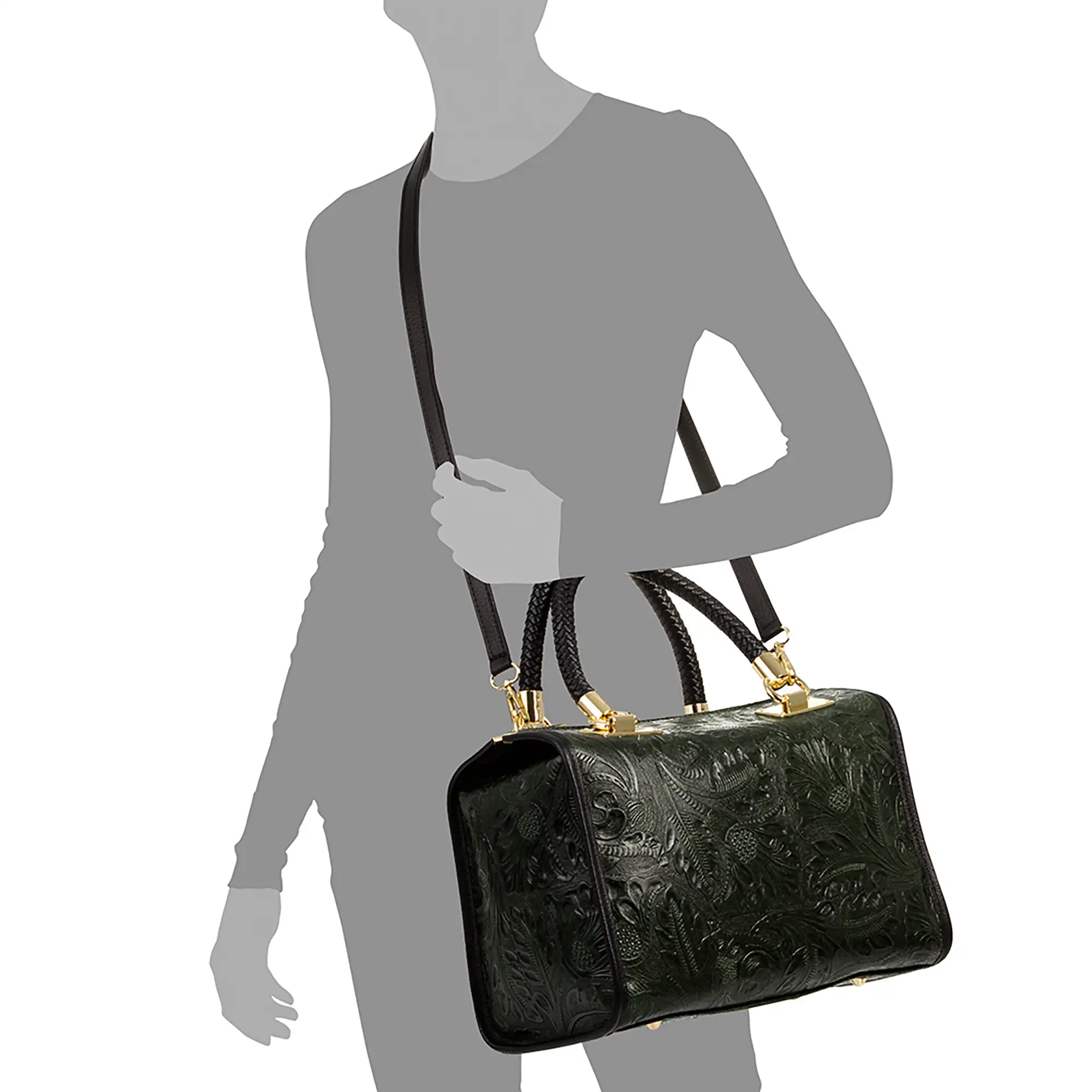 Catena Bolso tote Mujer.Piel auténtica Gamuza Grabado Arabesco 