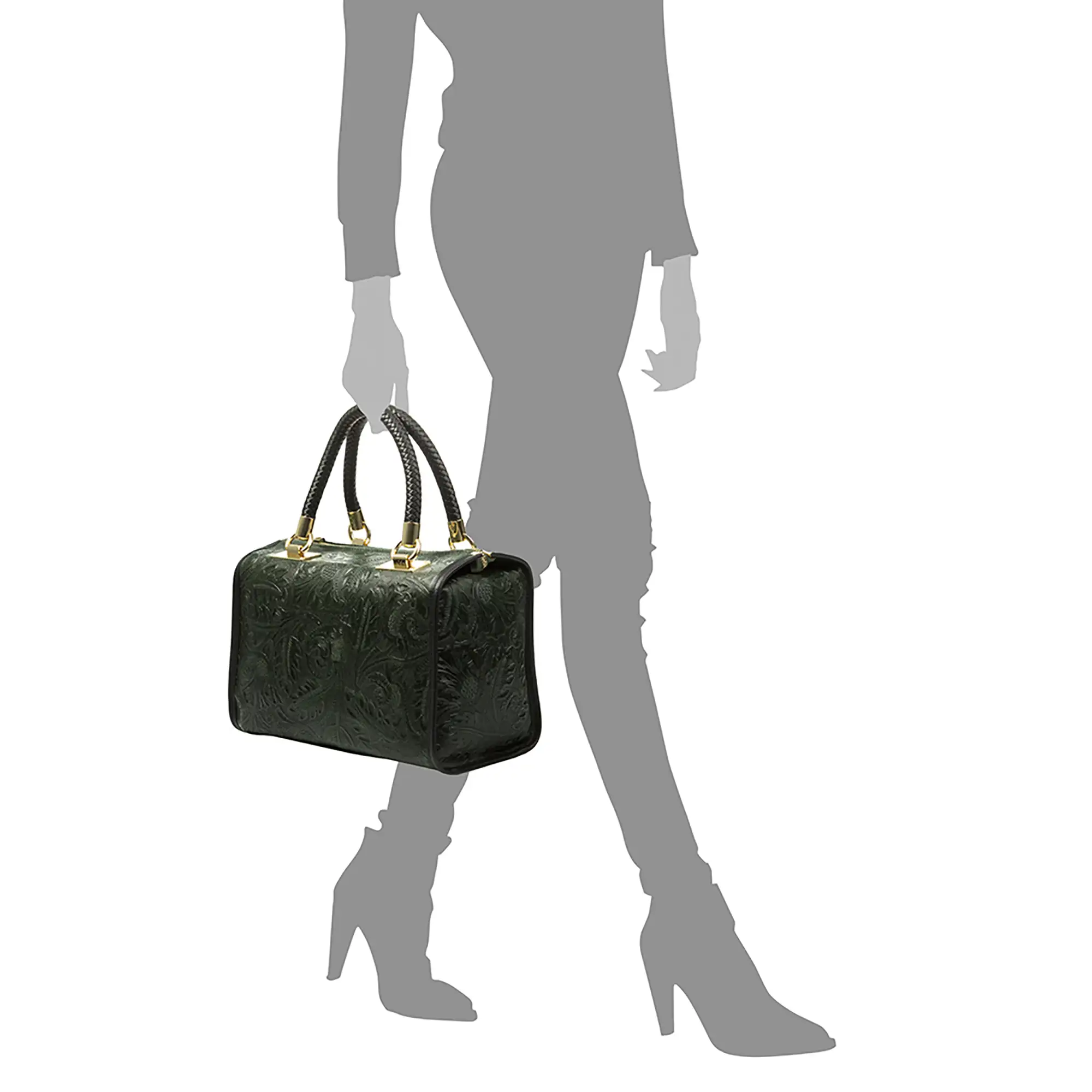 Catena Bolso tote Mujer.Piel auténtica Gamuza Grabado Arabesco 