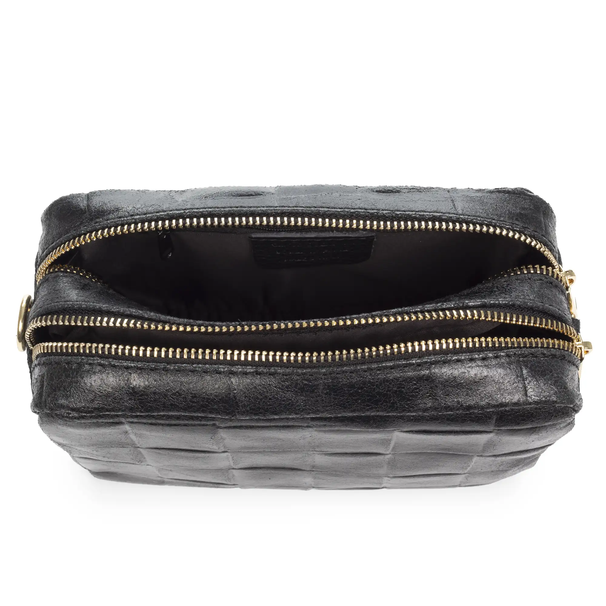 Degna Bolso bandolera Mujer. Piel auténtica Gamuza grabado geométrico grande.