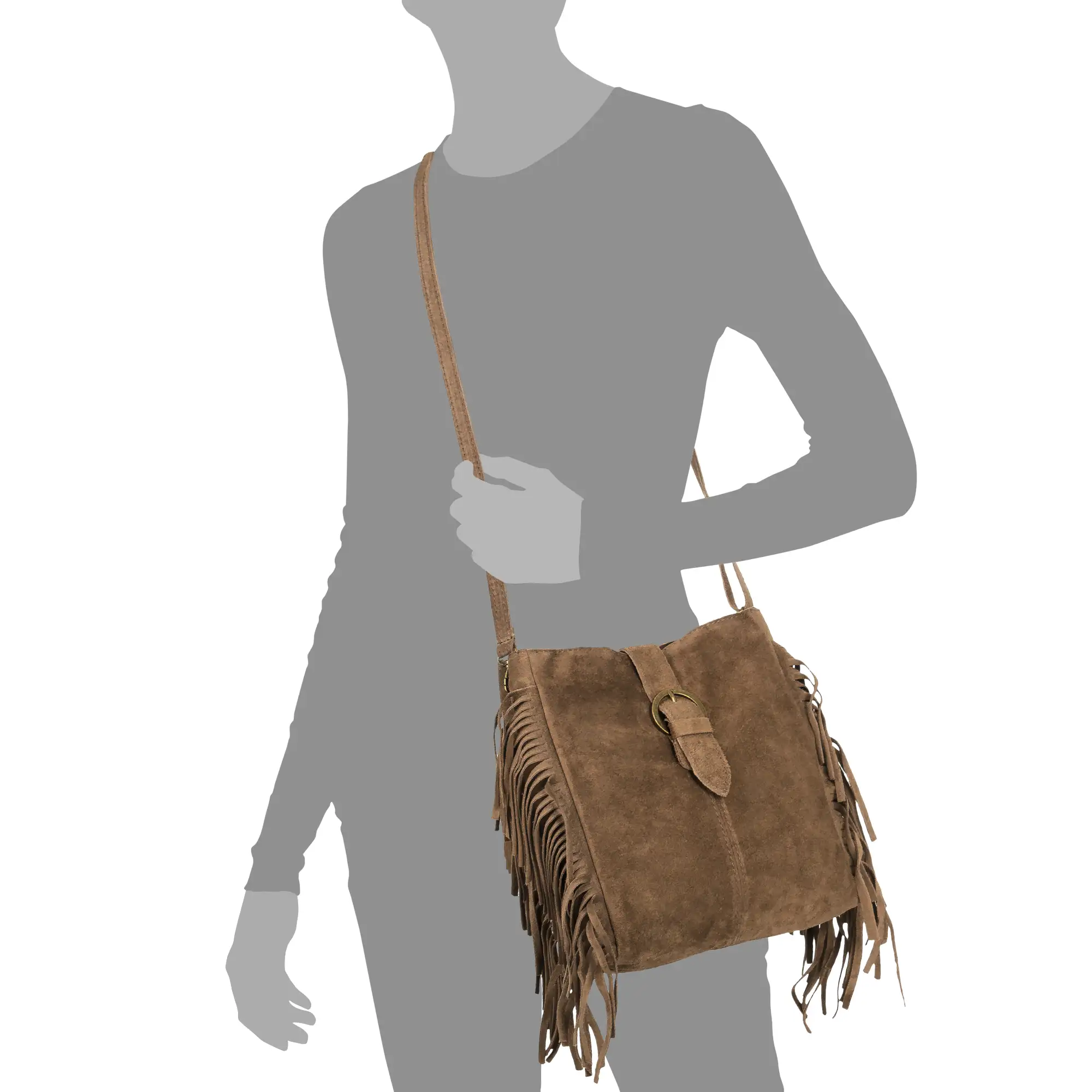 Crocefissa Bolso bandolera Mujer.Piel auténtica Gamuza  