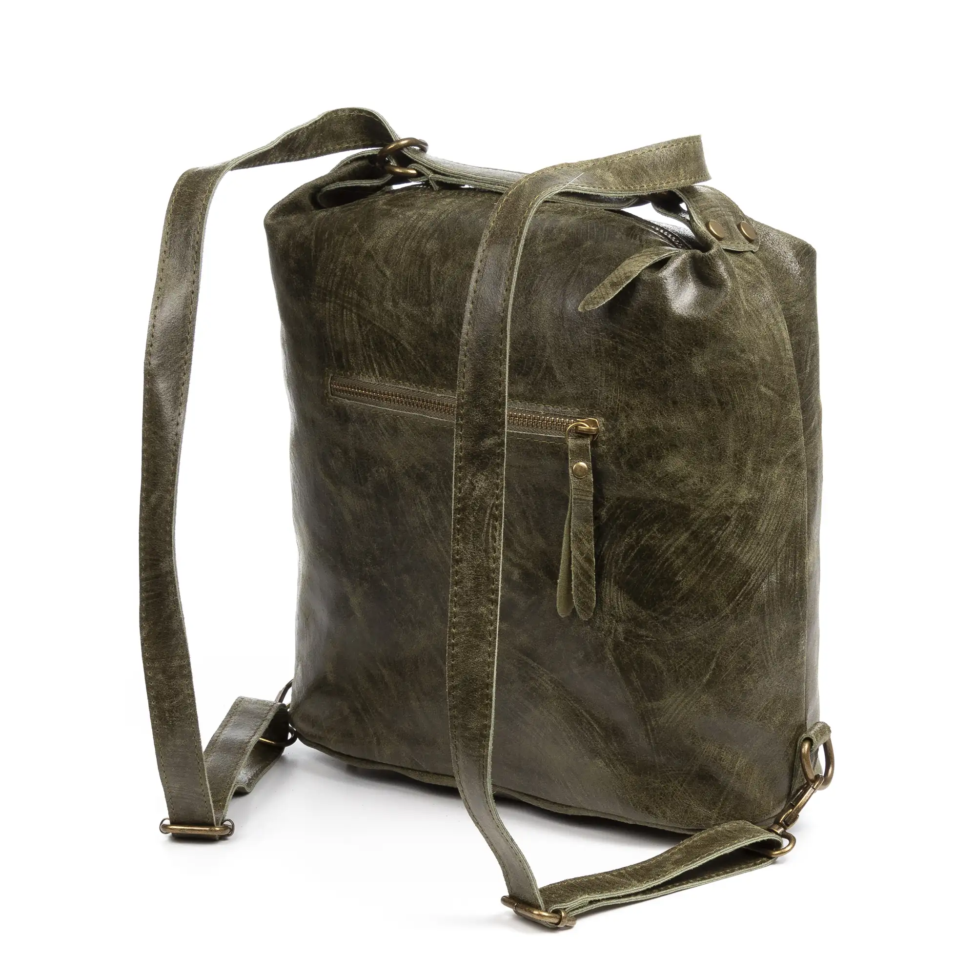 Irene Bolso mochila Mujer.Piel auténtica Gamuza Lavado a la Piedra 