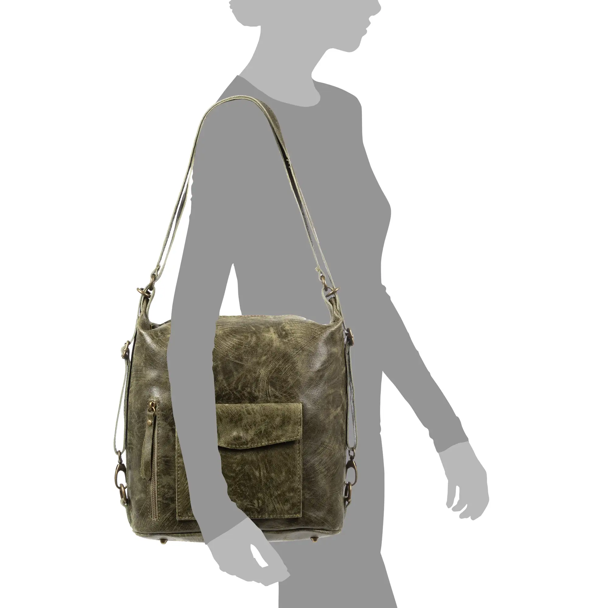 Irene Bolso mochila Mujer.Piel auténtica Gamuza Lavado a la Piedra 
