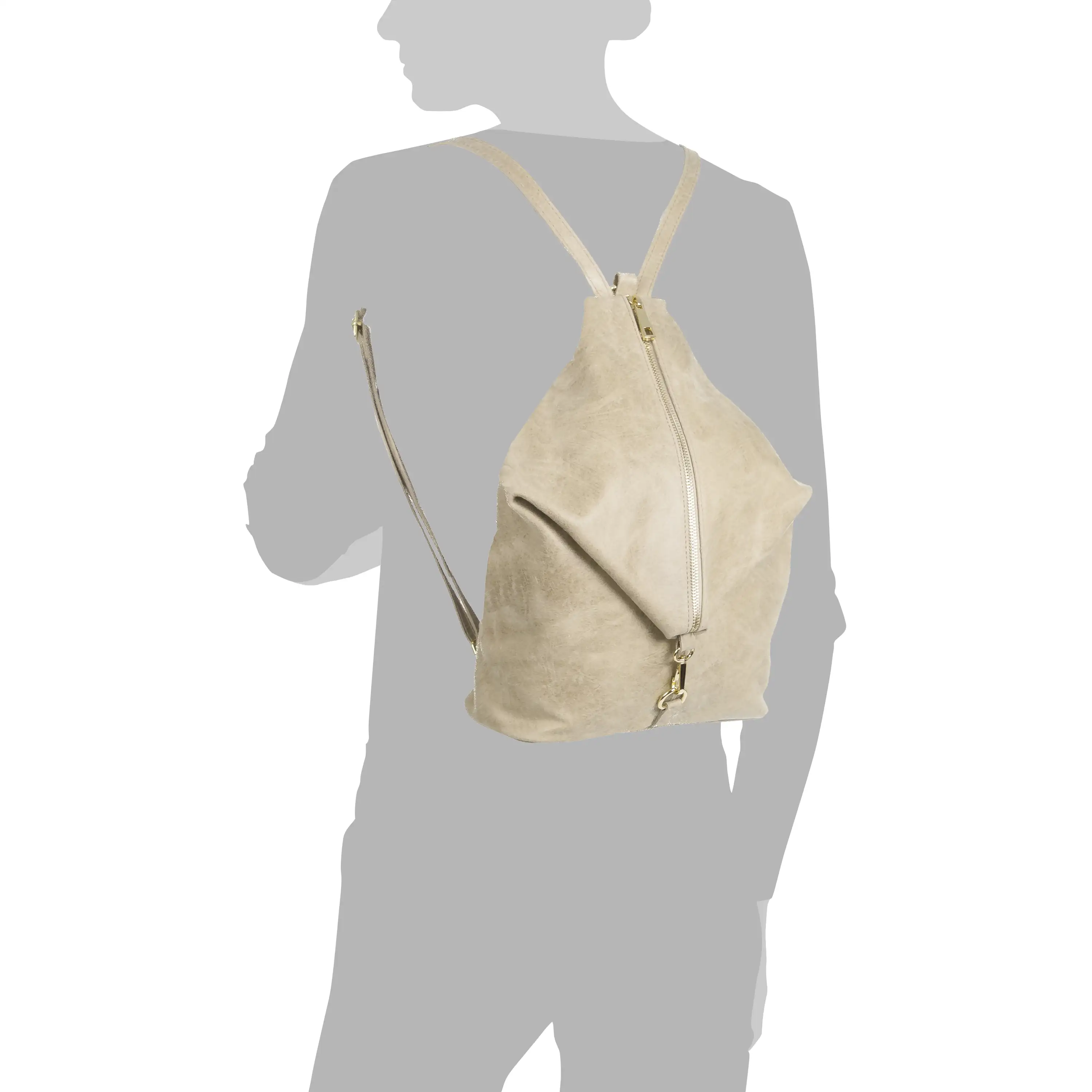 Lorena Bolso mochila Mujer.Piel auténtica Gamuza Lavado a la Piedra 