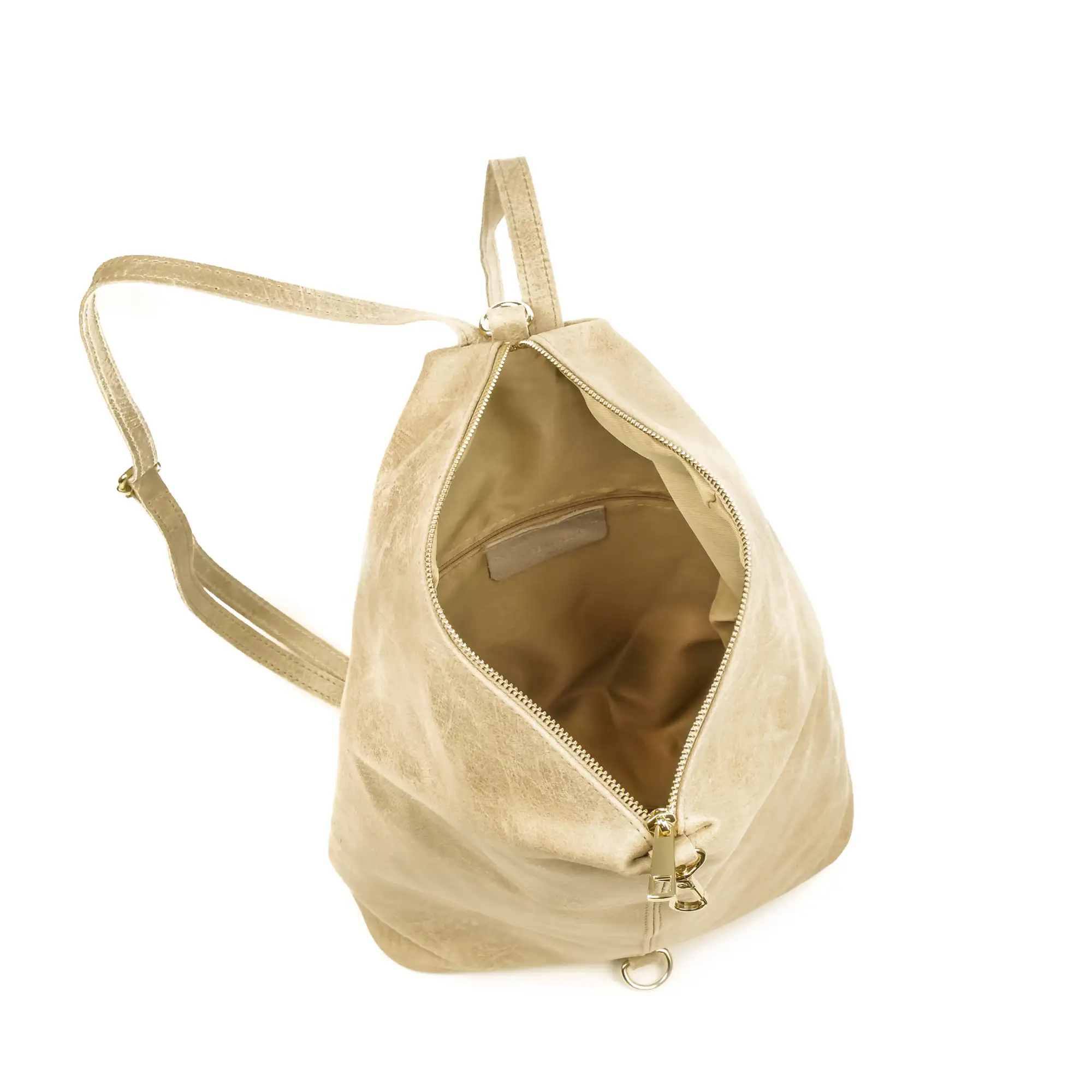 Lorena Bolso mochila Mujer.Piel auténtica Gamuza Lavado a la Piedra 