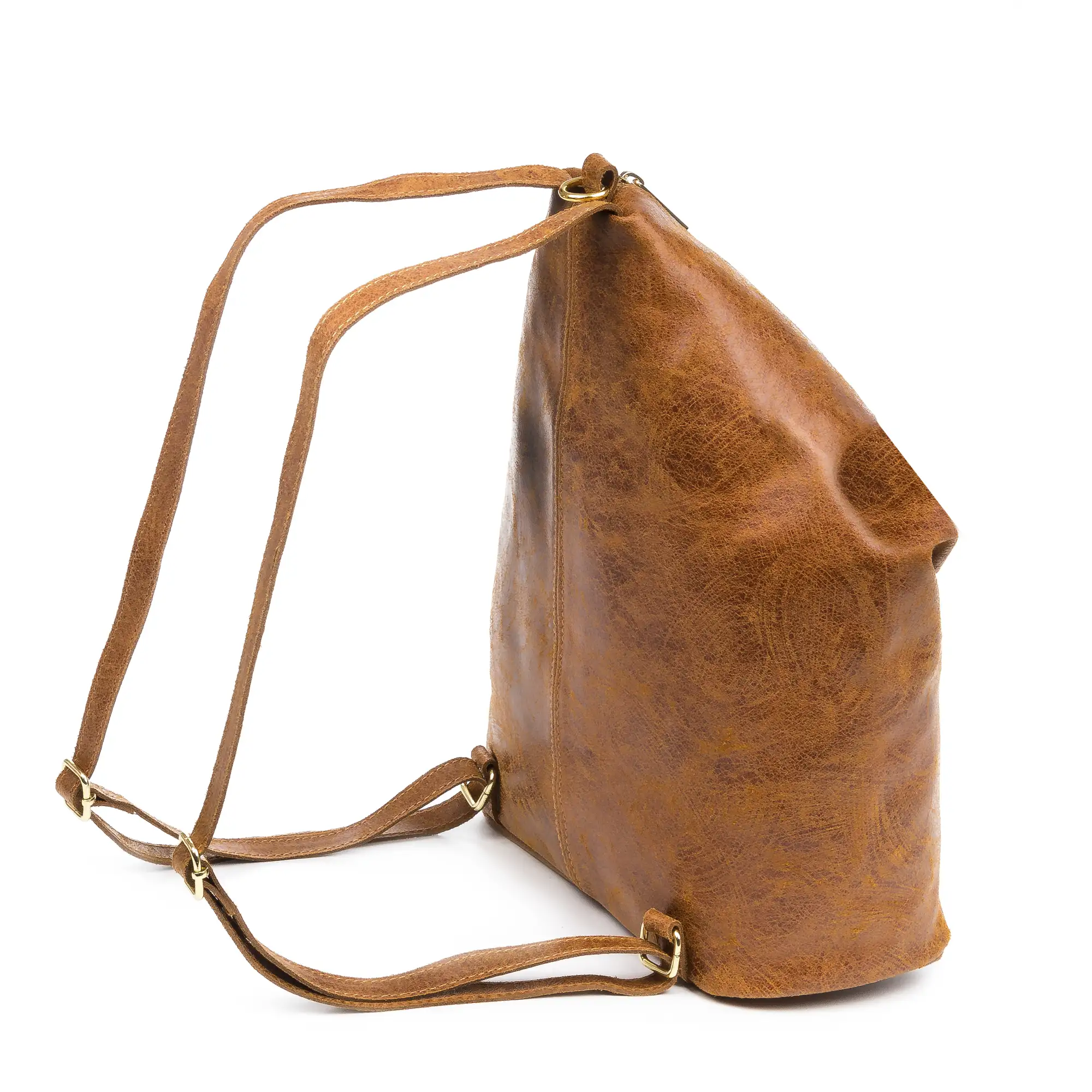 Lorena Bolso mochila Mujer.Piel auténtica Gamuza Lavado a la Piedra 