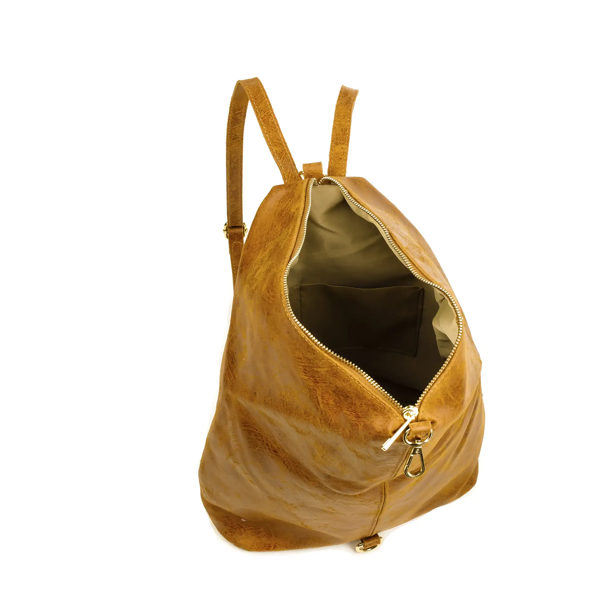 Lorena Bolso mochila Mujer.Piel auténtica Gamuza Lavado a la Piedra 