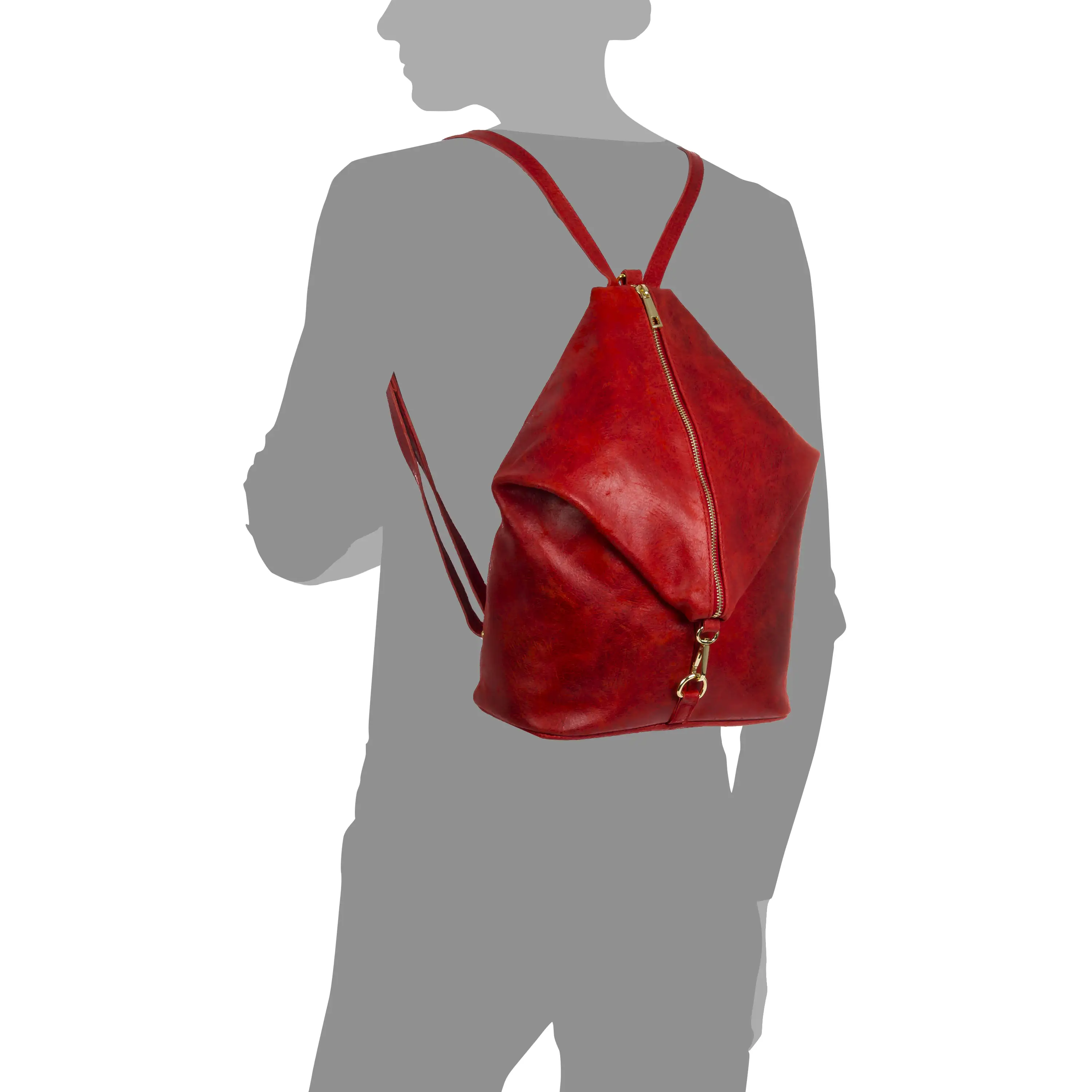 Lorena Bolso mochila Mujer.Piel auténtica Gamuza Lavado a la Piedra 