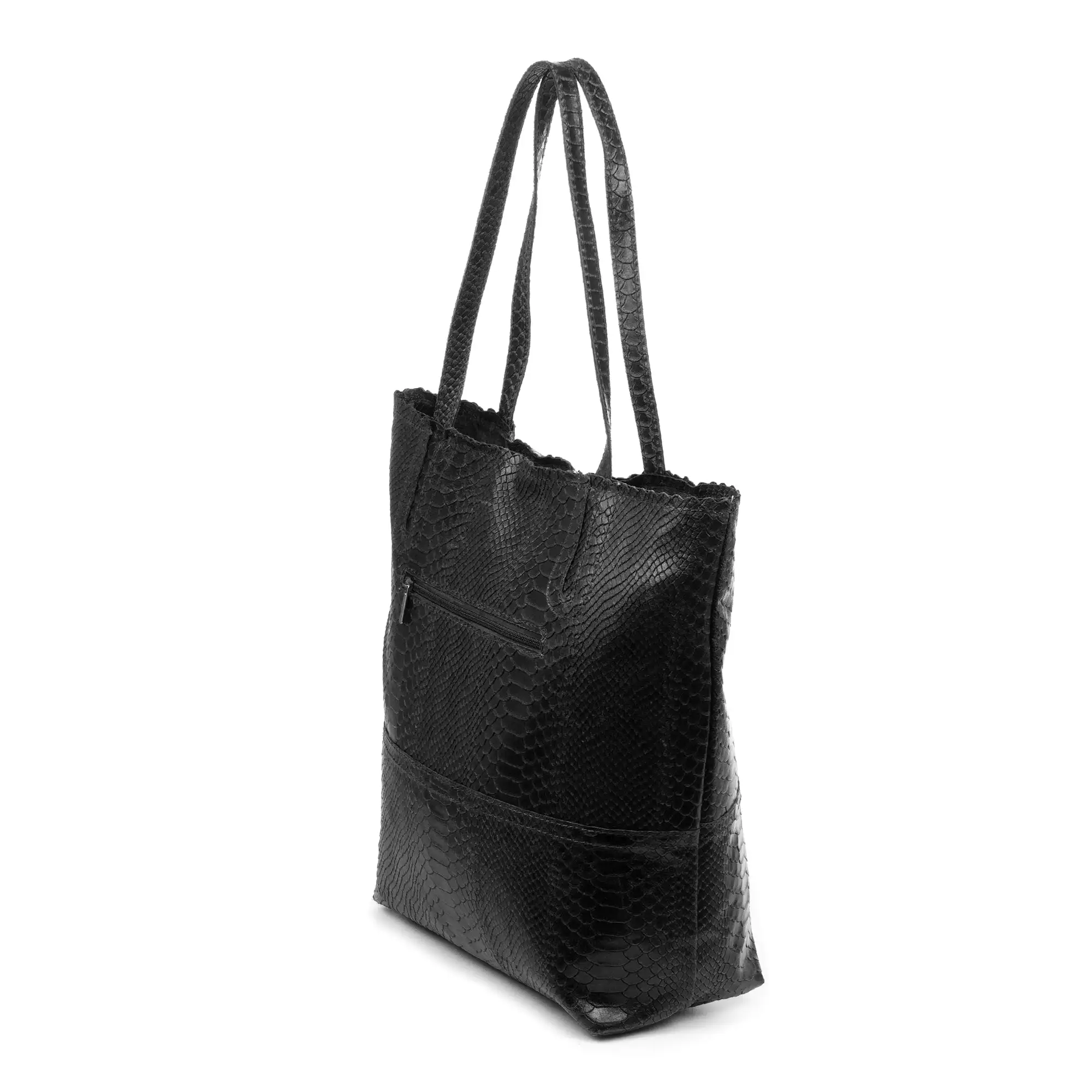 Venera Bolso de hombro Mujer.Piel auténtica Gamuza Grabado Serpiente 