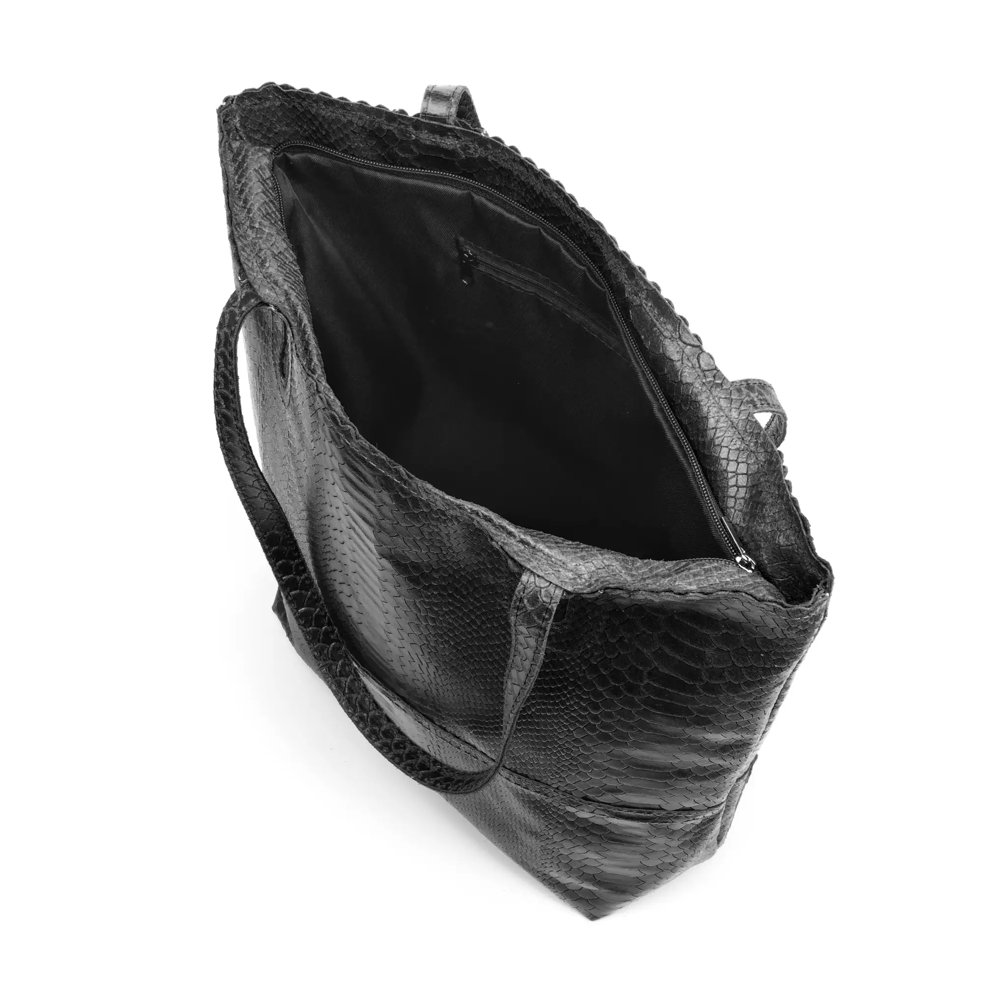 Venera Bolso de hombro Mujer.Piel auténtica Gamuza Grabado Serpiente 