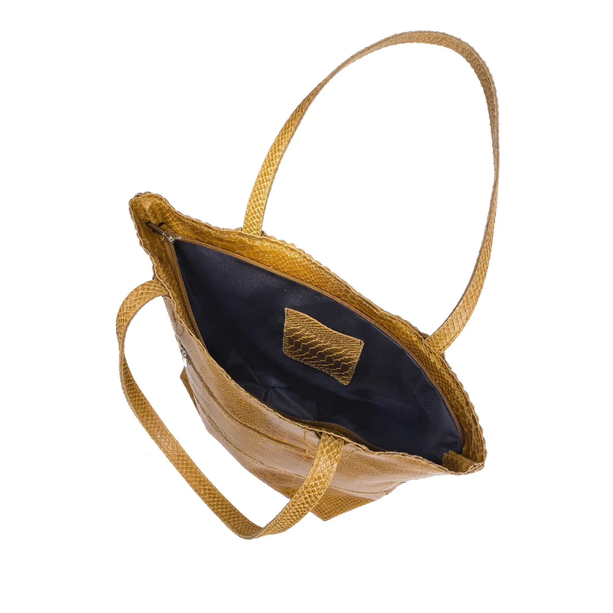 Venera Bolso de hombro Mujer.Piel auténtica Gamuza Grabado Serpiente 