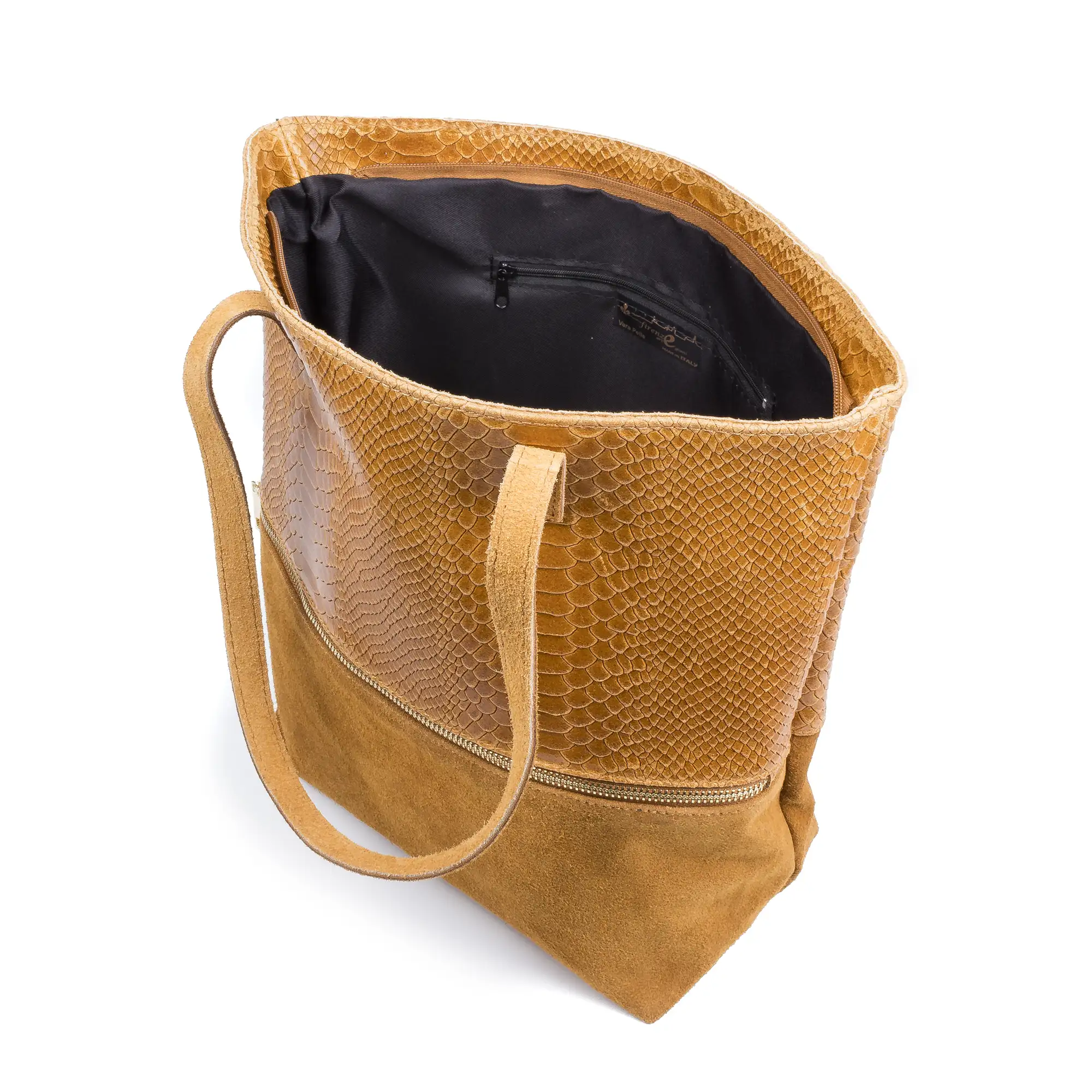 Veneranda Bolso de hombro Mujer.Piel auténtica Gamuza Grabado Serpiente Gamuza 