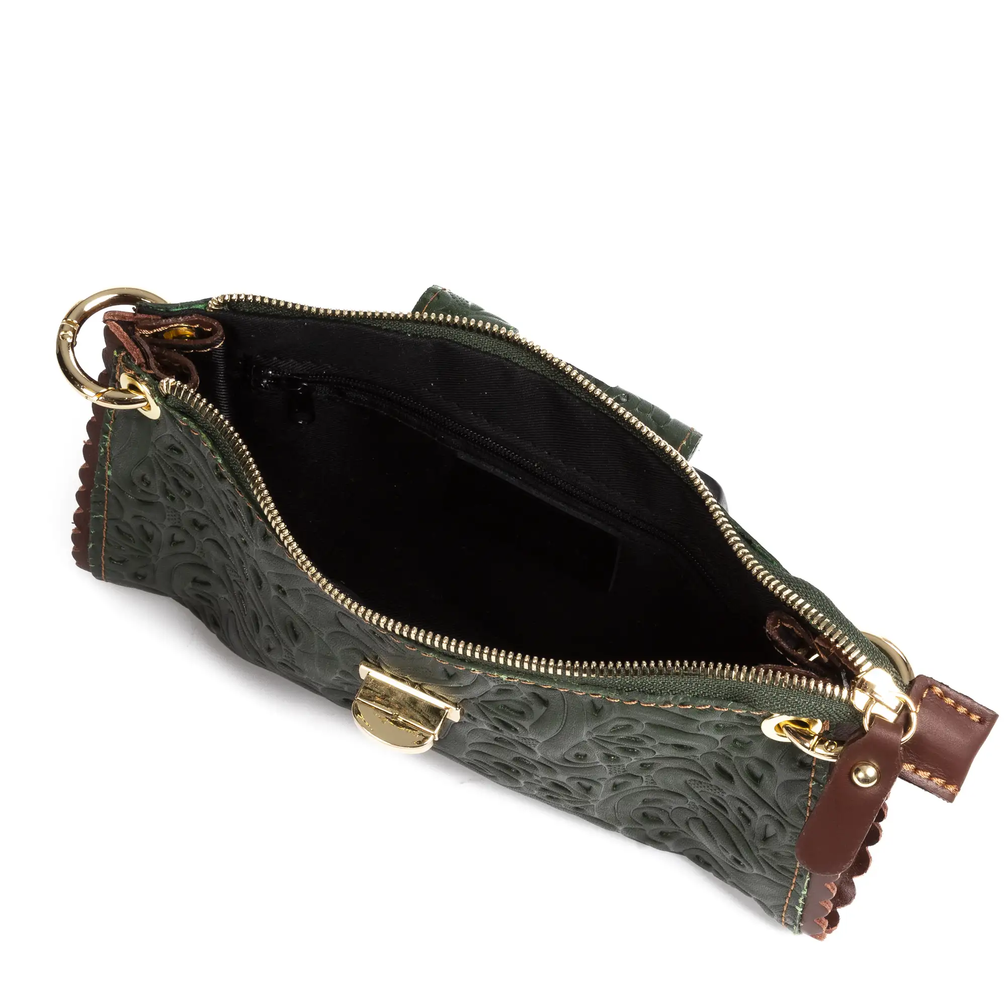 Dianora Bolso bandolera Mujer.Piel auténtica Sauvage Grabado Vegetal