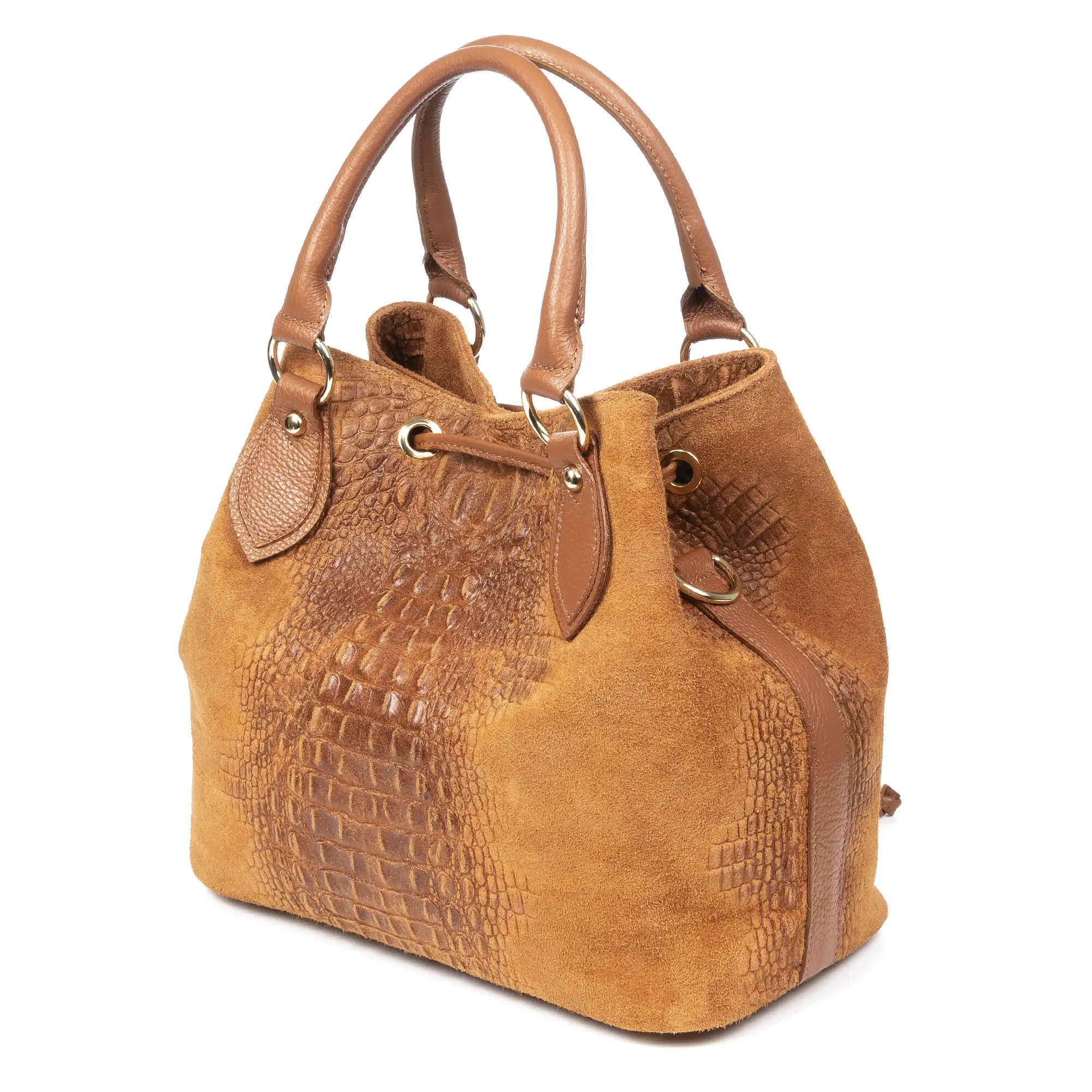 Olethea Bolso de hombro Mujer.Piel auténtica Gamuza Grabado Cocodrilo 