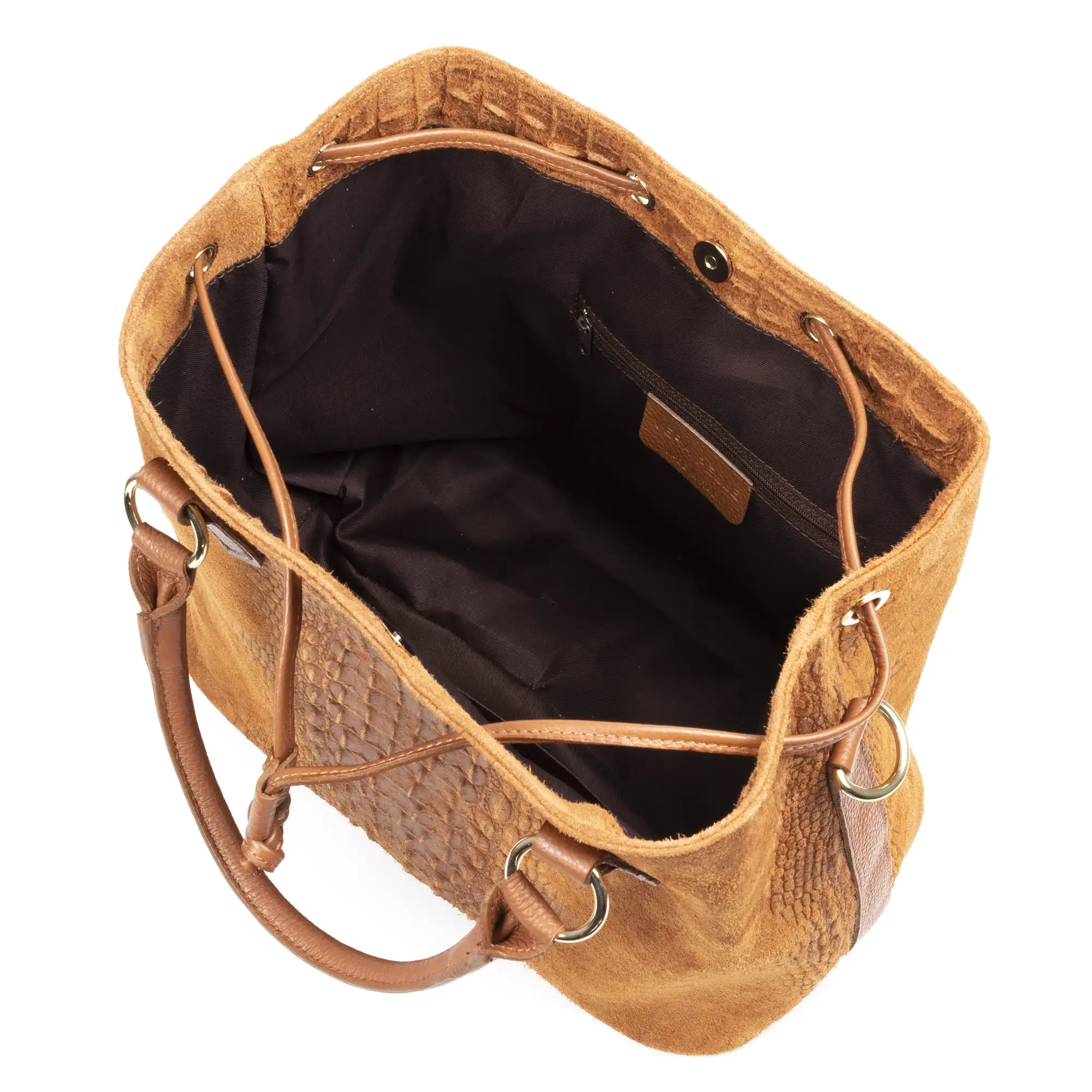 Olethea Bolso de hombro Mujer.Piel auténtica Gamuza Grabado Cocodrilo 