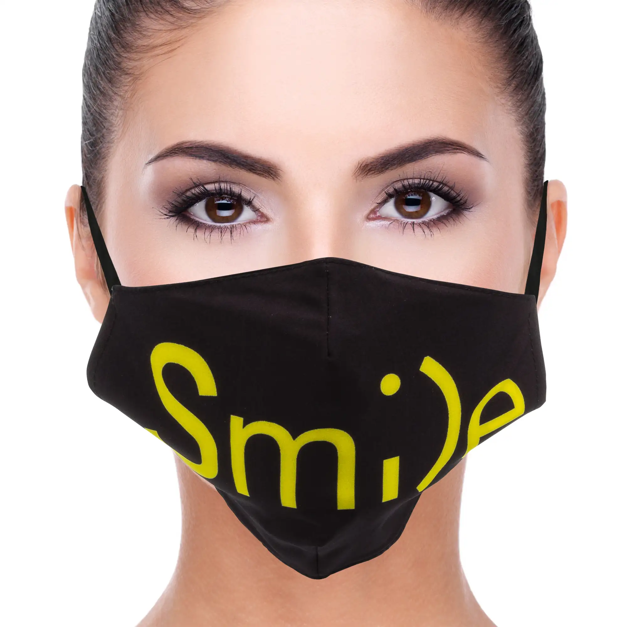 Mascarilla moda adulto algodón estampado SMILE CORAZÓN. Filtro no incluido.