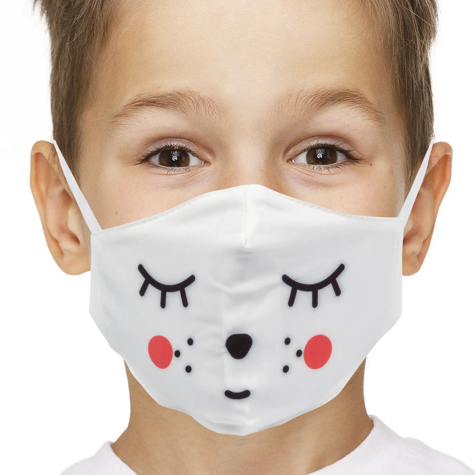 Mascarilla moda niño algodón estampado emoticono. Filtro no incluido.
