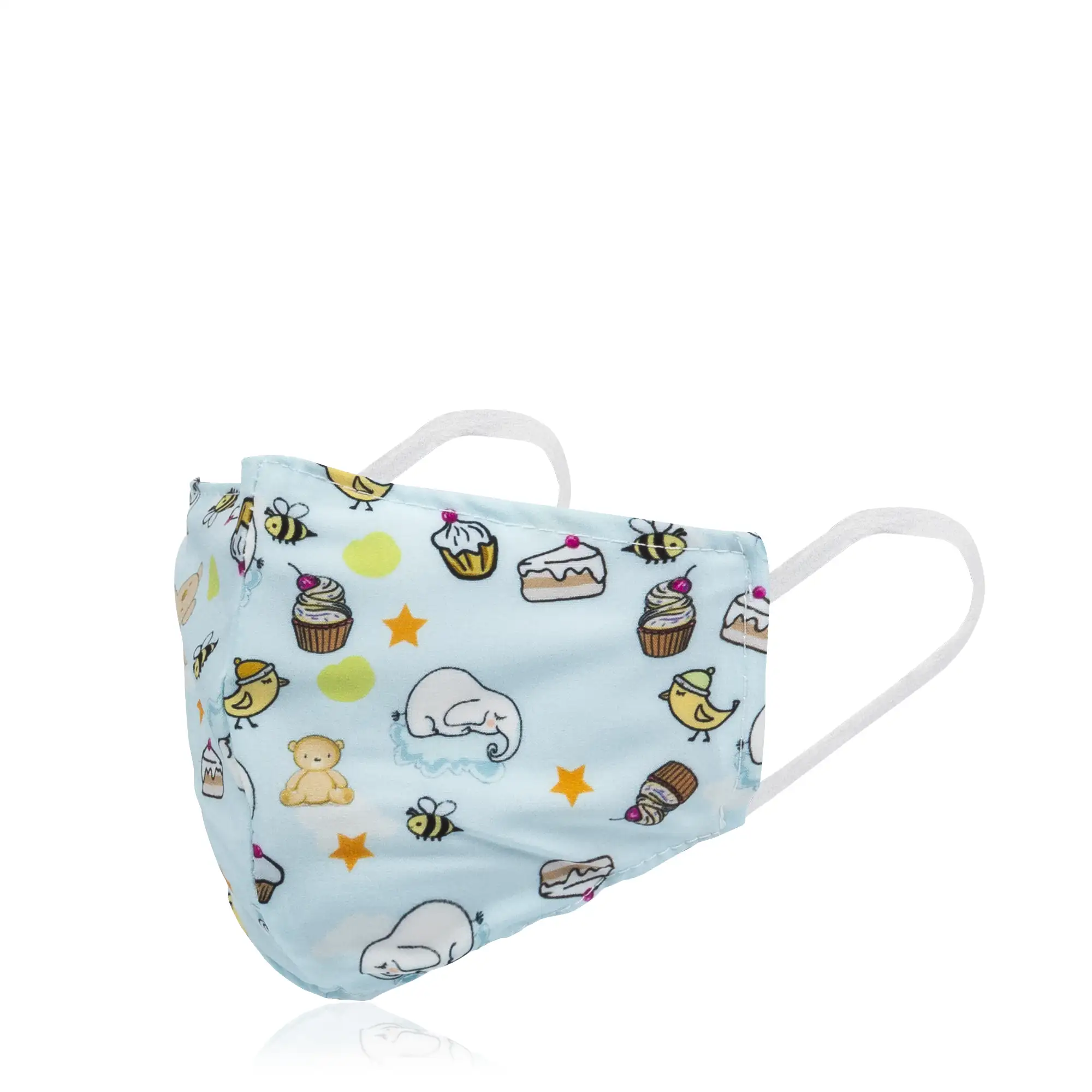 Mascarilla moda niño algodón estampado dulces y peluches. Filtro no incluido.