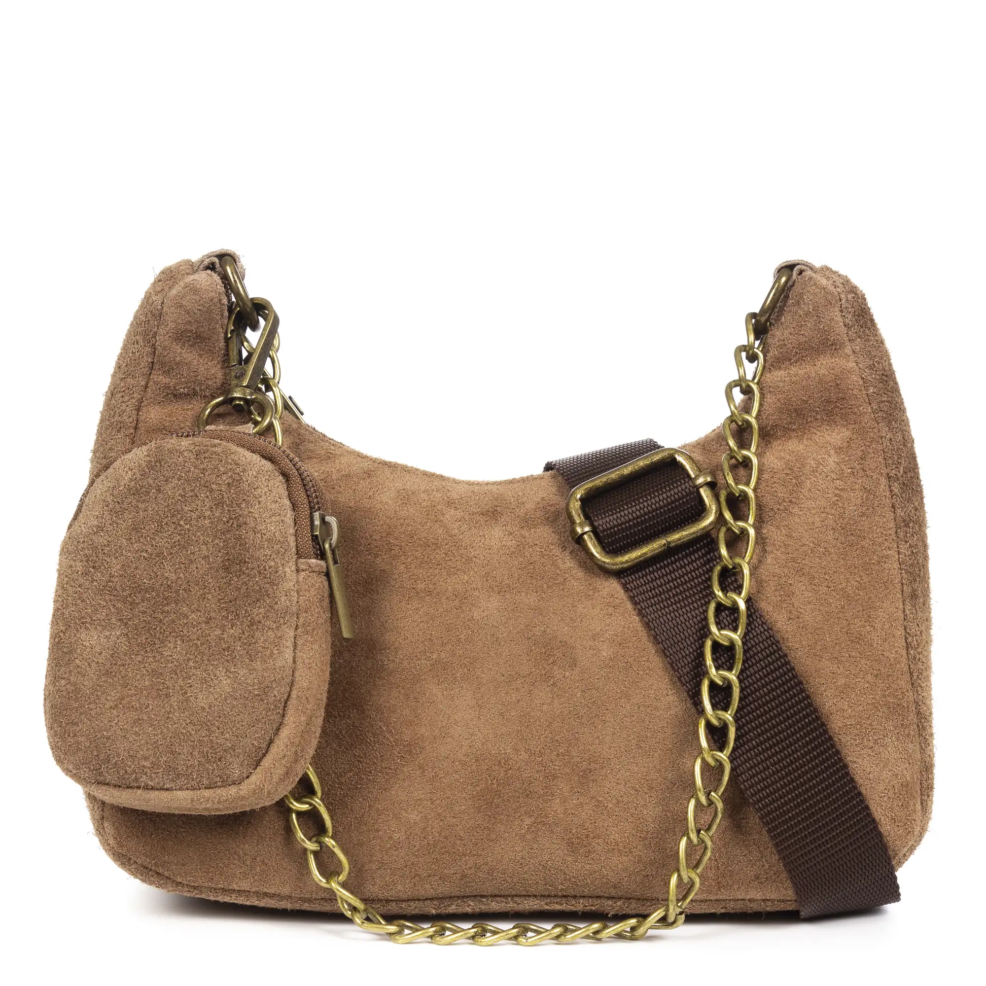 Acate Bolso bandolera Mujer.Piel auténtica Gamuza