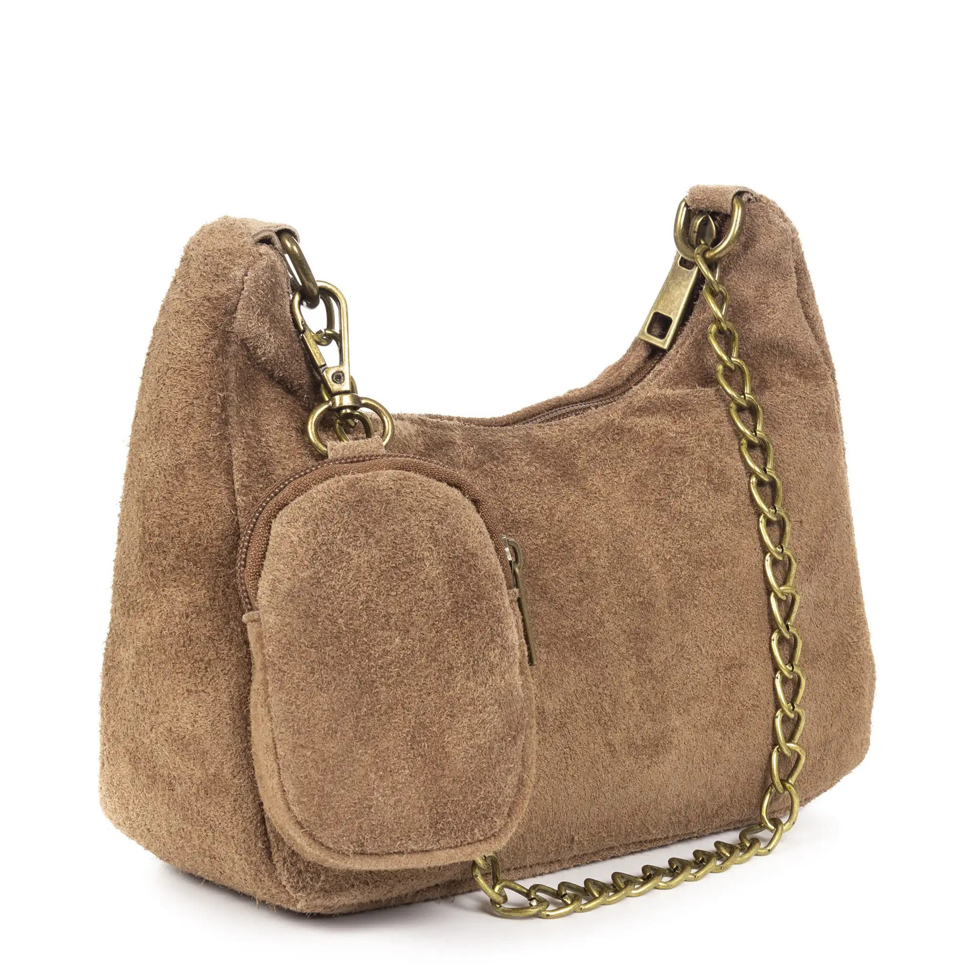 Acate Bolso bandolera Mujer.Piel auténtica Gamuza
