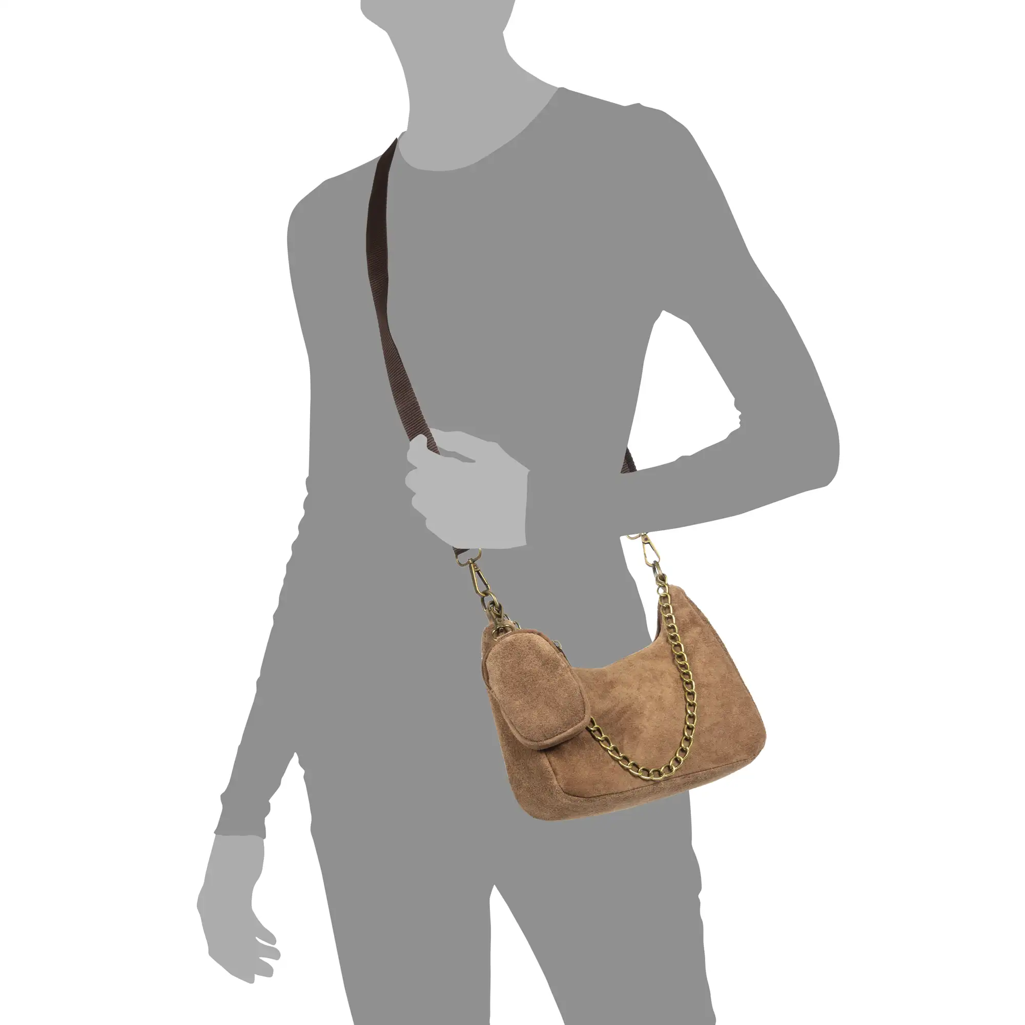 Acate Bolso bandolera Mujer.Piel auténtica Gamuza