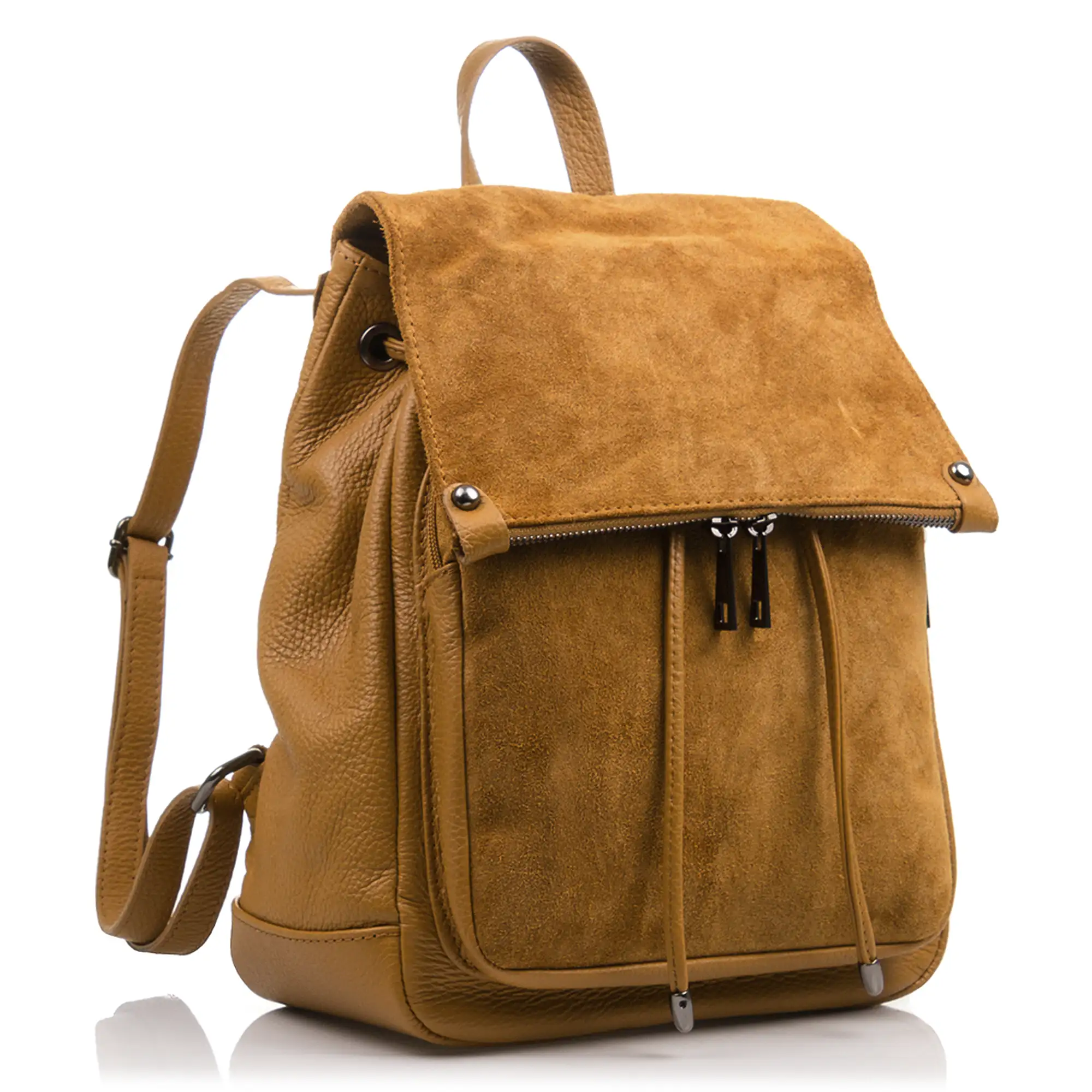 Aggius Bolso mochila Mujer. Piel auténtica Dollaro Gamuza