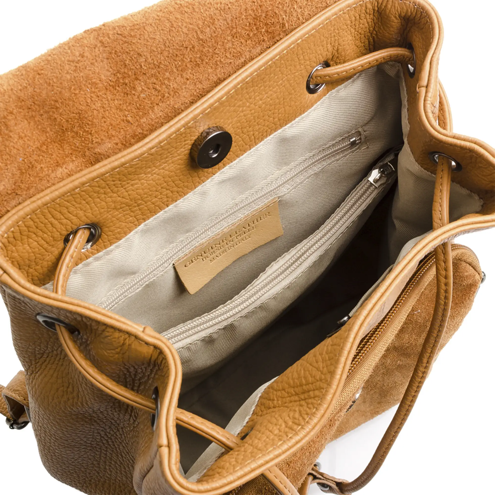 Aggius Bolso mochila Mujer. Piel auténtica Dollaro Gamuza