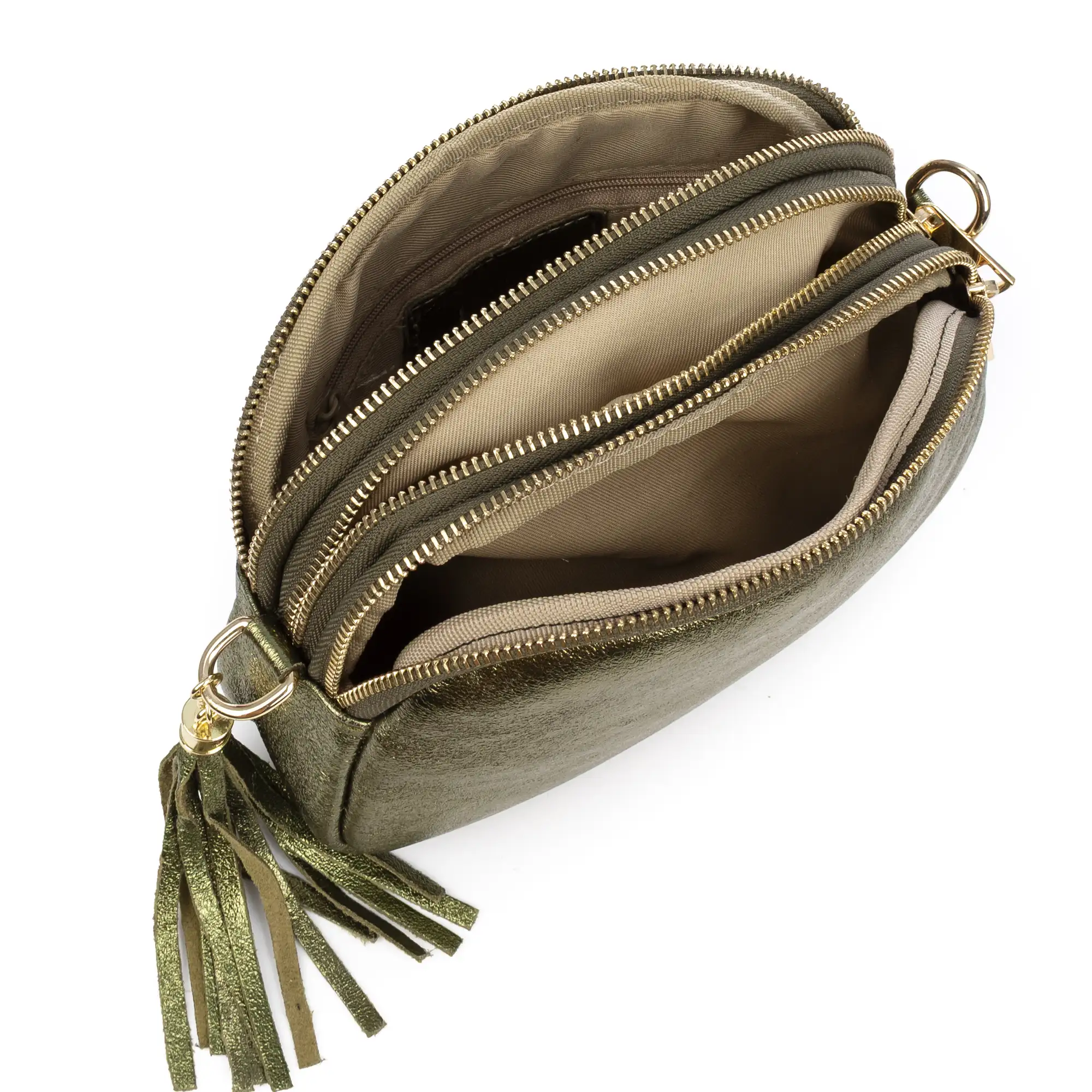 Aliminusa bolso bandolera Mujer. Piel auténtica Gamuza Lacada.