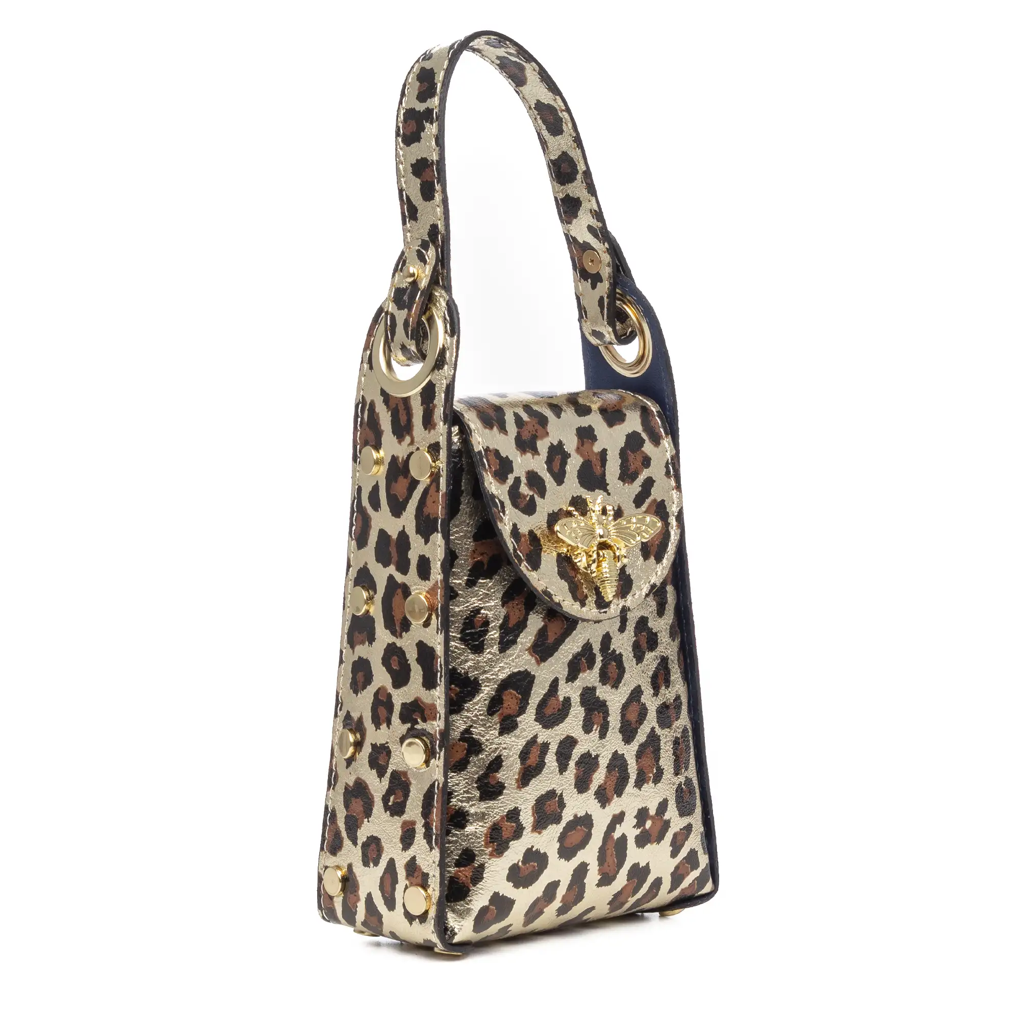Alviano bolso de mano mujer. Piel auténtica Gamuza con estampado animal print leopardo lacada brillante.