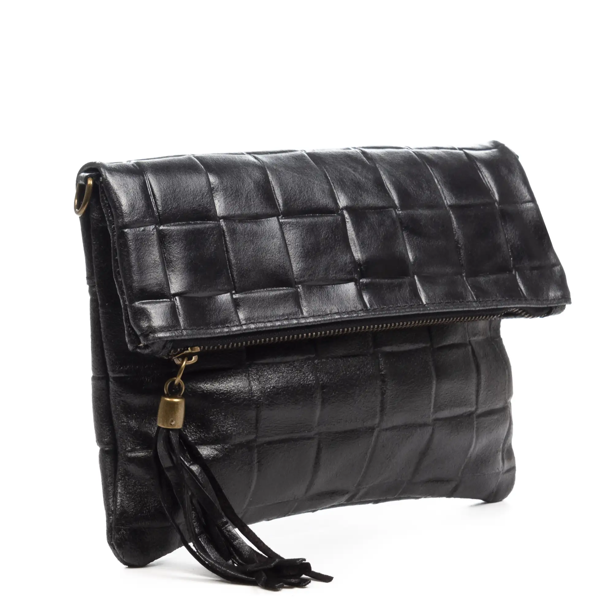Alzano bolso bandolera mujer. Piel auténtica Gamuza con grabado geométrico grande.