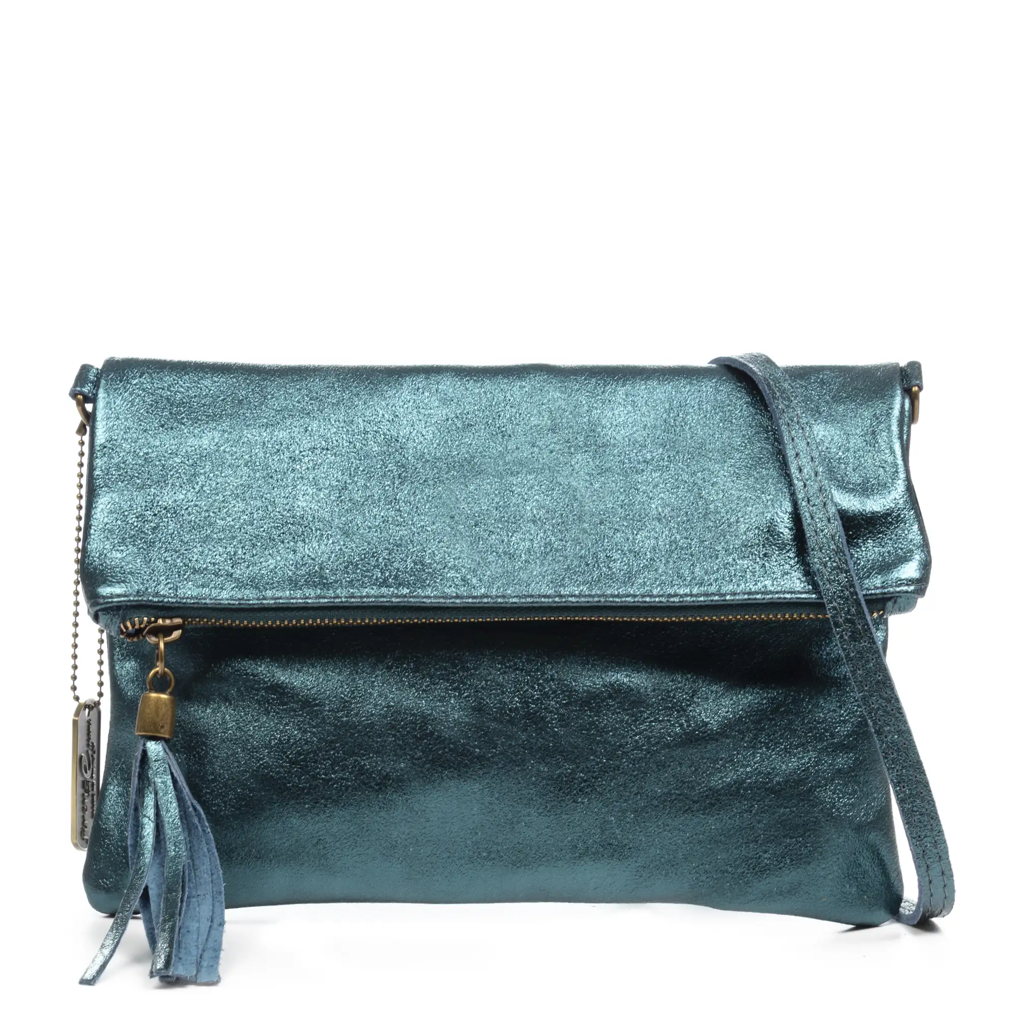 Alzano bolso bandolera mujer. Piel auténtica Gamuza lacada brillante.