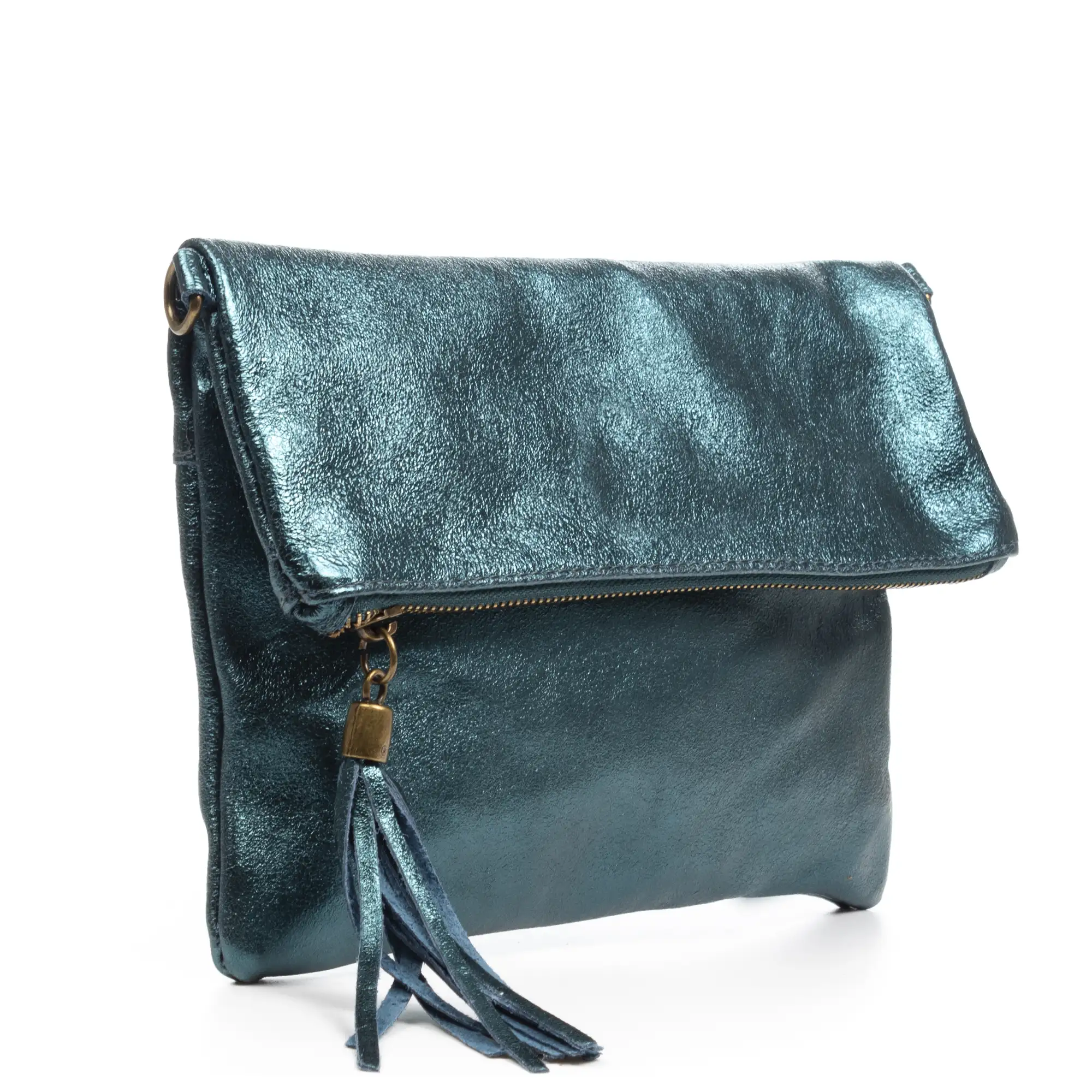 Alzano bolso bandolera mujer. Piel auténtica Gamuza lacada brillante.