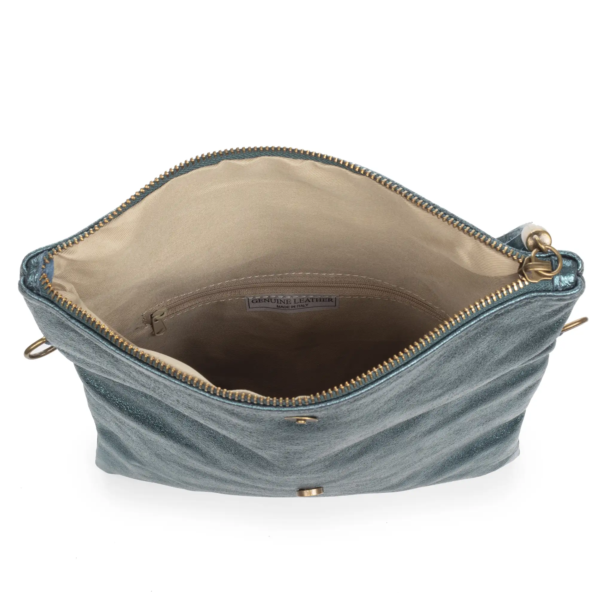 Alzano bolso bandolera mujer. Piel auténtica Gamuza lacada brillante.