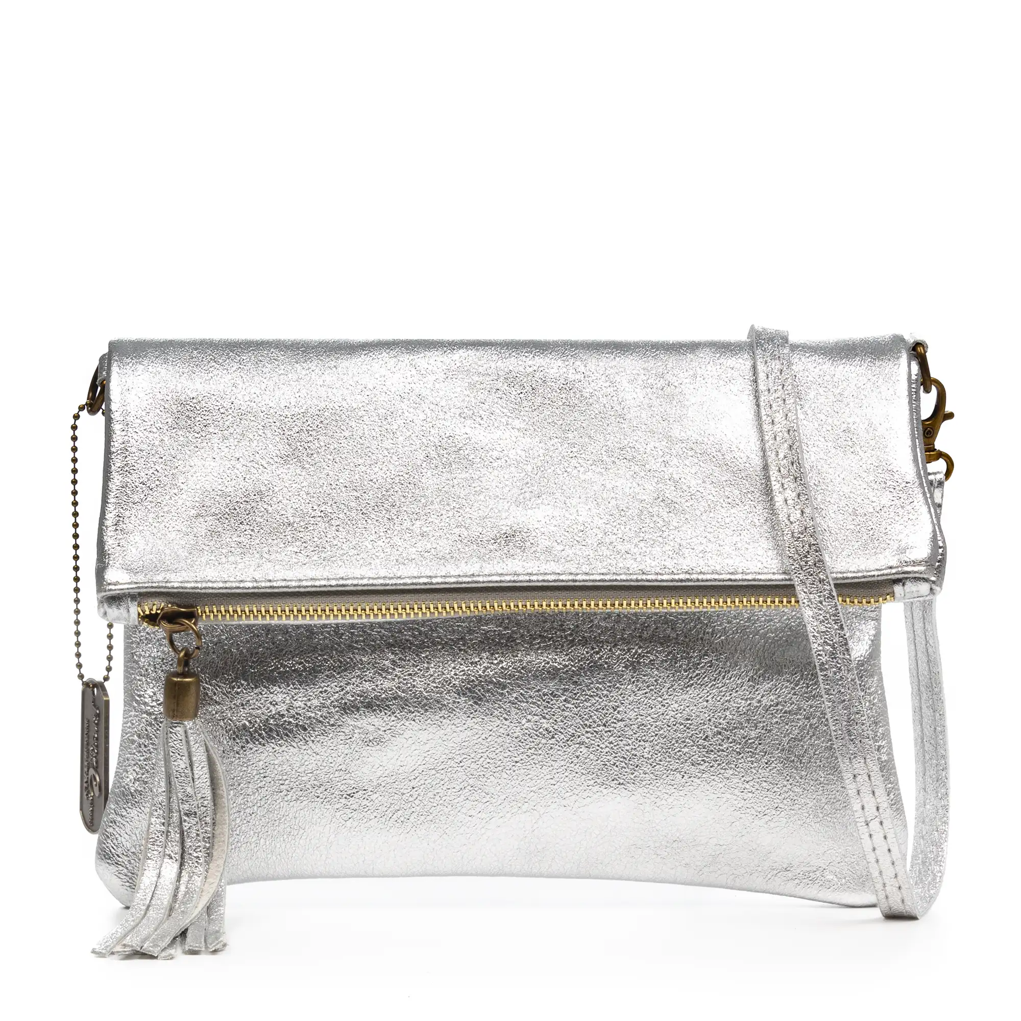 Alzano bolso bandolera mujer. Piel auténtica Gamuza lacada brillante.