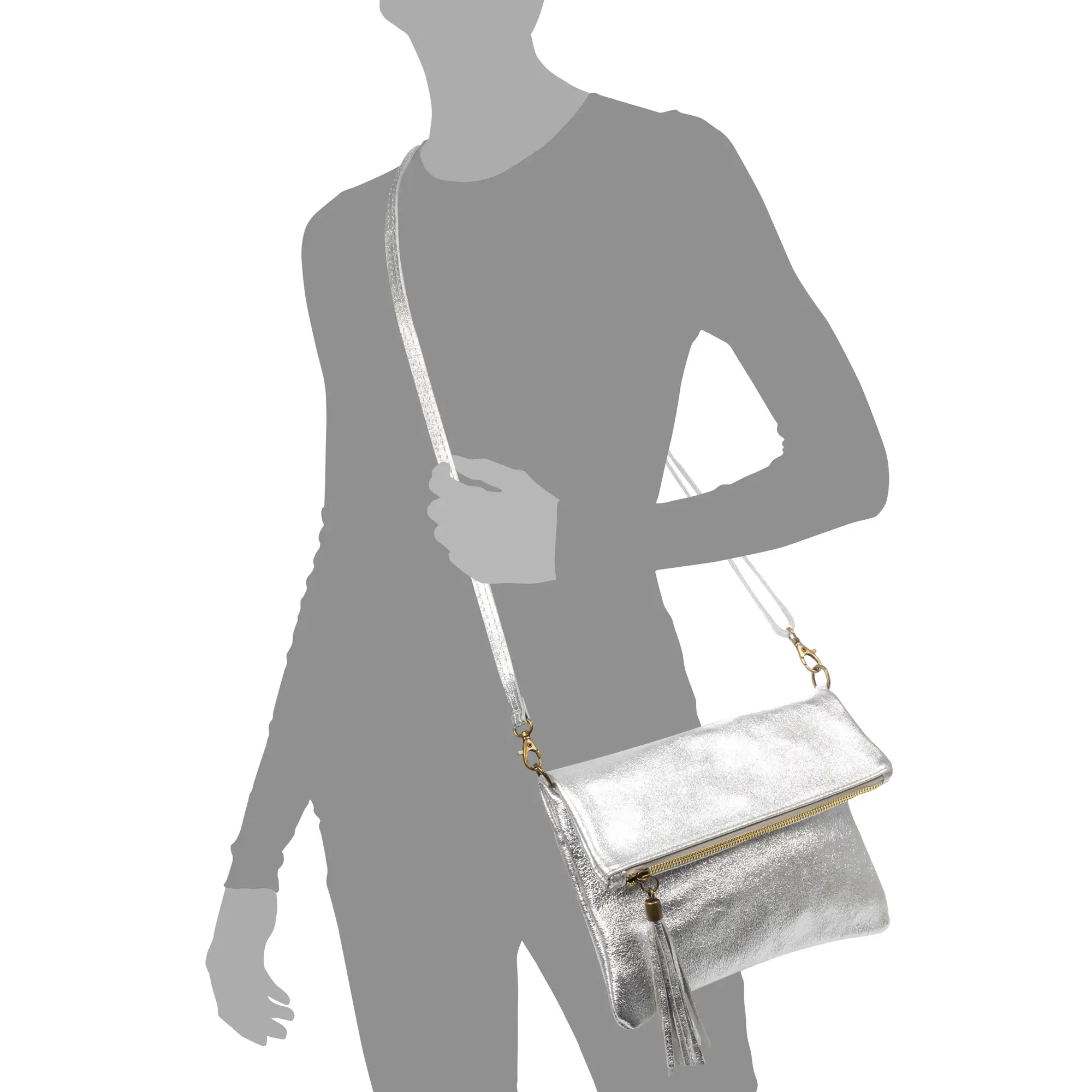 Alzano bolso bandolera mujer. Piel auténtica Gamuza lacada brillante.