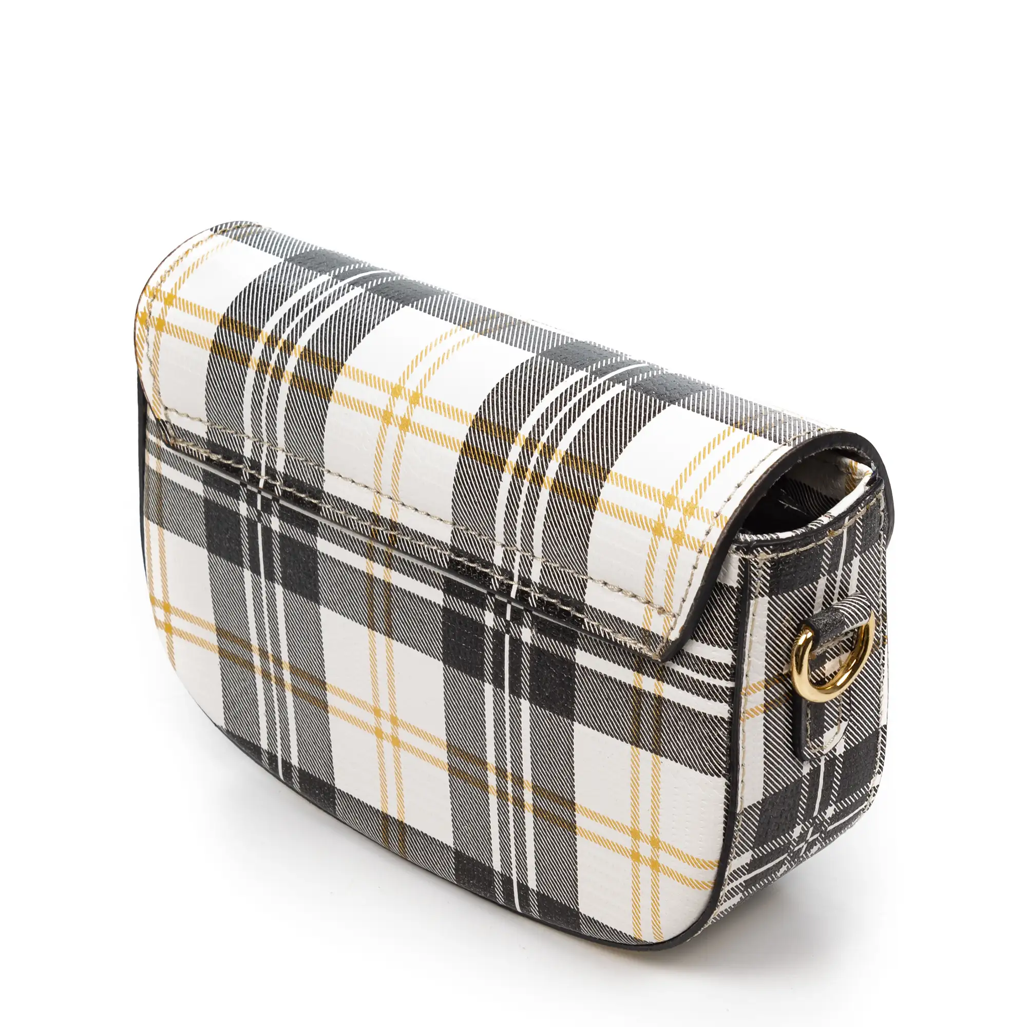 Annone bolso bandolera mujer. Piel auténtica acabado Ruga estampada con cuadro escocés.