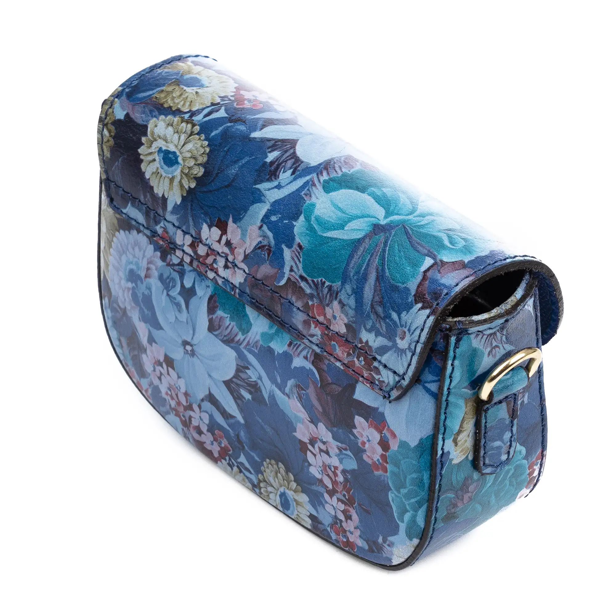 Annone bolso bandolera mujer. Piel auténtica acabado Ruga estampada con flores